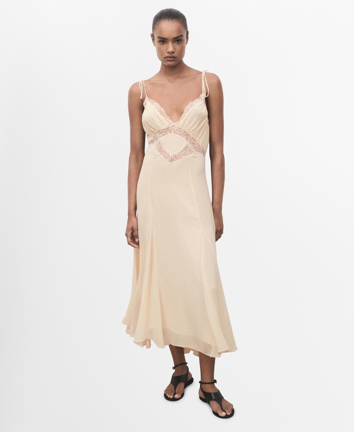 Mango Lace Camisole Dress in Natural | Lyst
