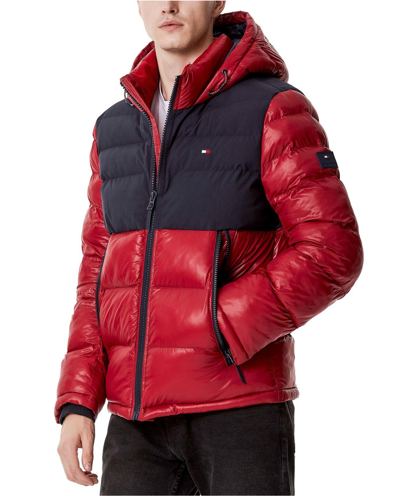 Tommy Hilfiger Rubber Two-tone Matte & Shiny Puffer Jacket in Red for ...