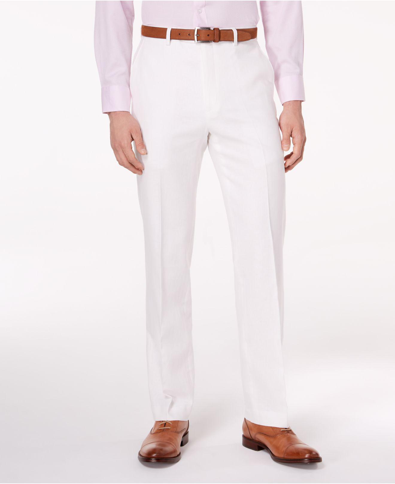 Sean John Men's Classic-fit White Linen Dress Pants for Men - Lyst