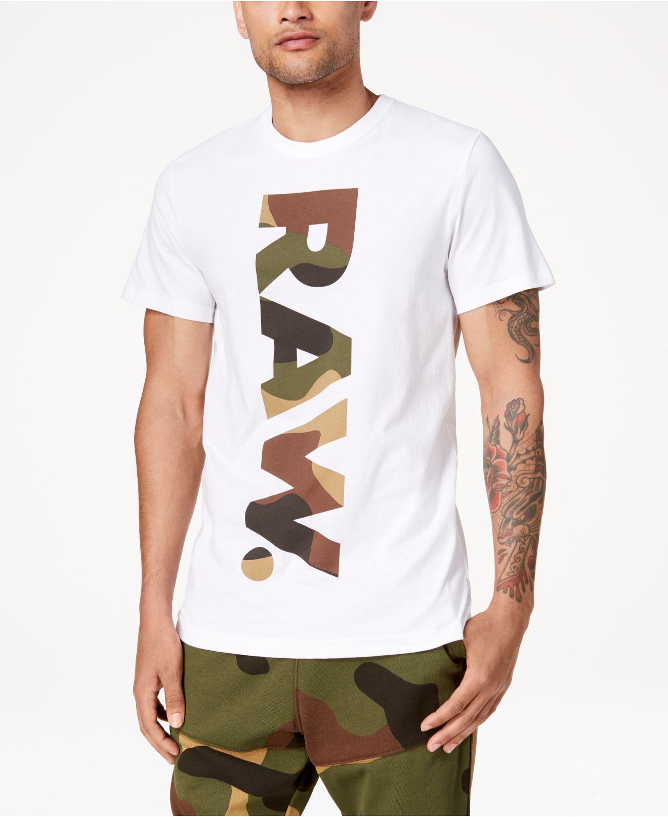 G-Star RAW Cotton Daba Camouflage Logo-print T-shirt in White for Men - Lyst