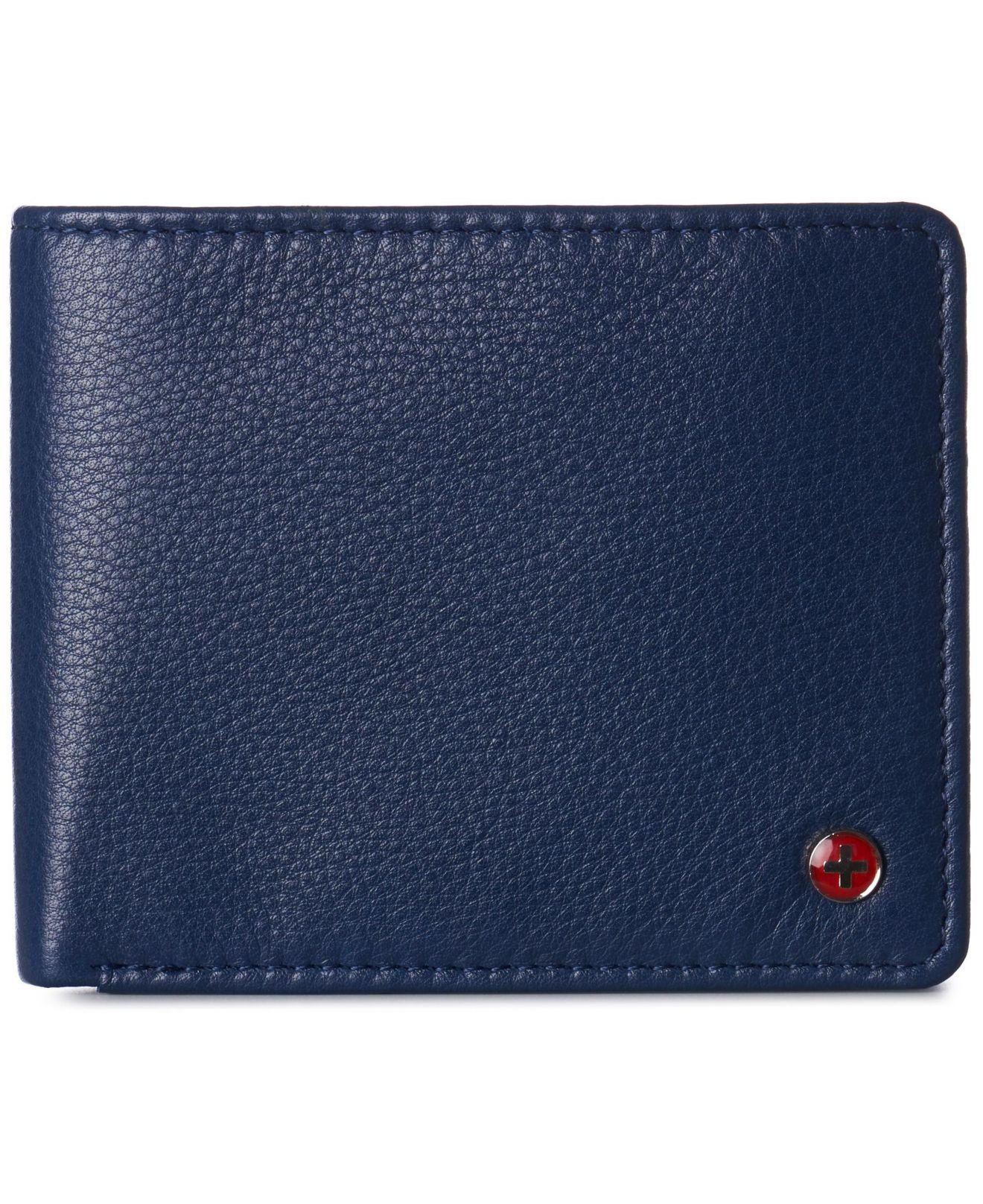Alpine Swiss Leather Rfid Bifold Wallet 2 Id Windows Divided Bill