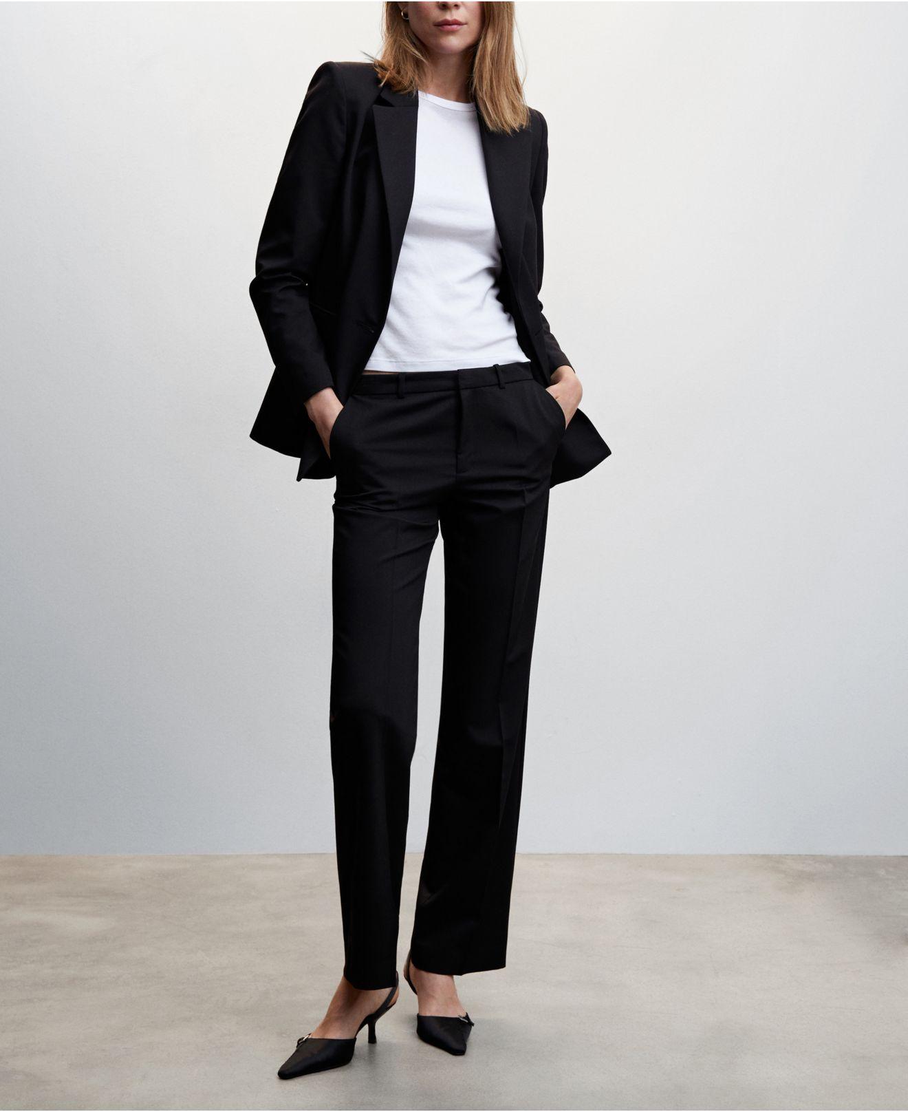 Mango Straight Suit Pants in Black | Lyst