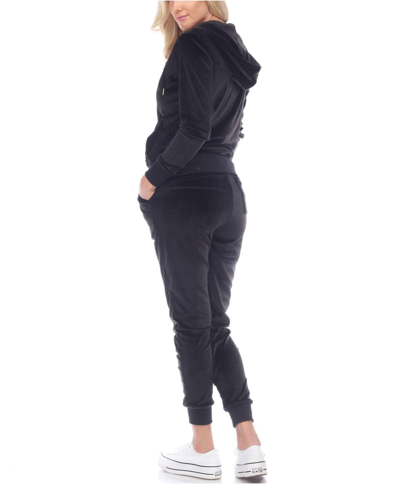 White Mark Synthetic Velour Tracksuit Loungewear 2pc Set in Black | Lyst