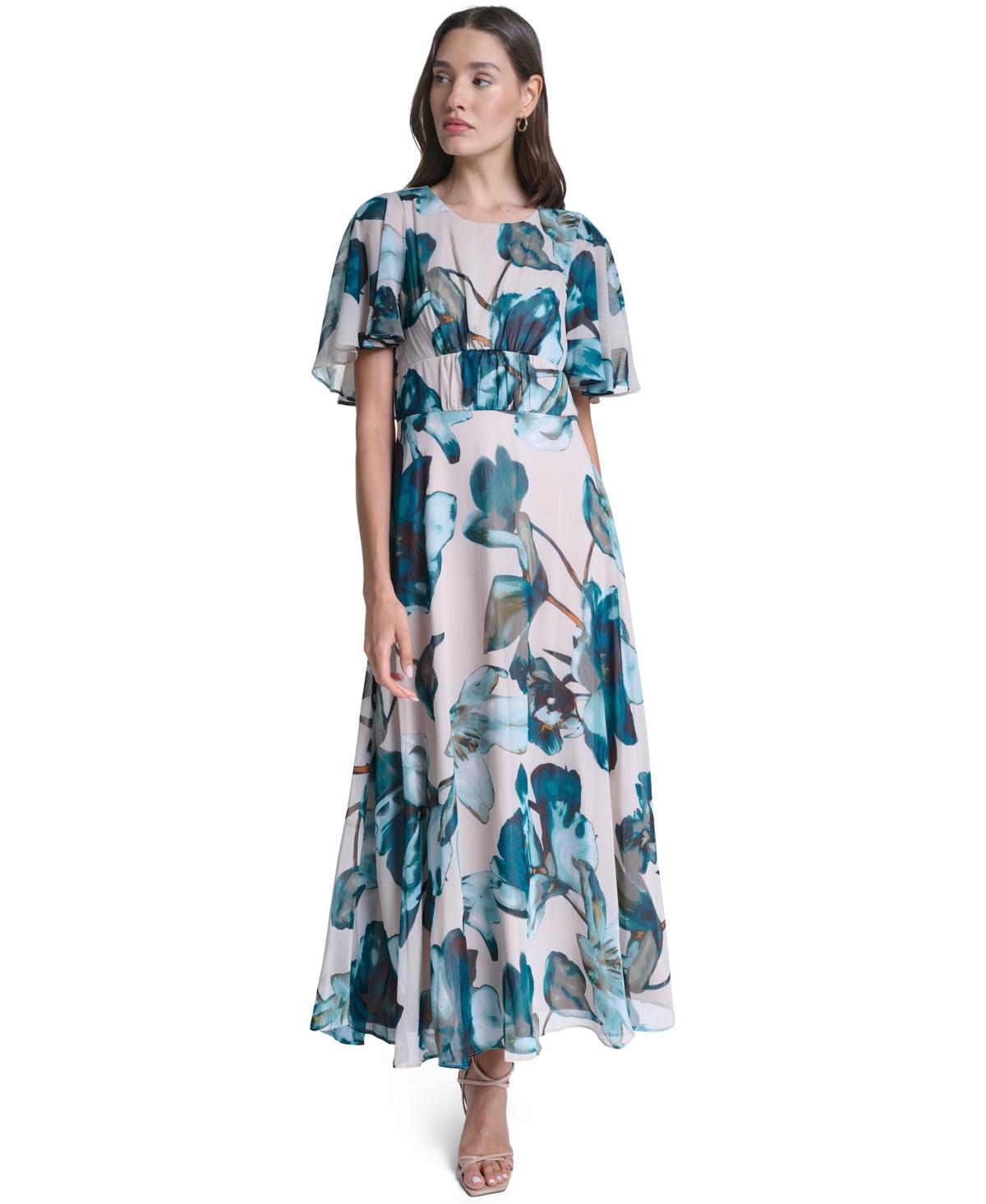 calvin klein dresses maxi Women's 3/4 Sleeve Floral Chiffon Maxi, Indigo Multi, 2 : Clothing, Shoes & Jewelry 67% cotton Calvin Klein Women's Sleeveless V-Neck