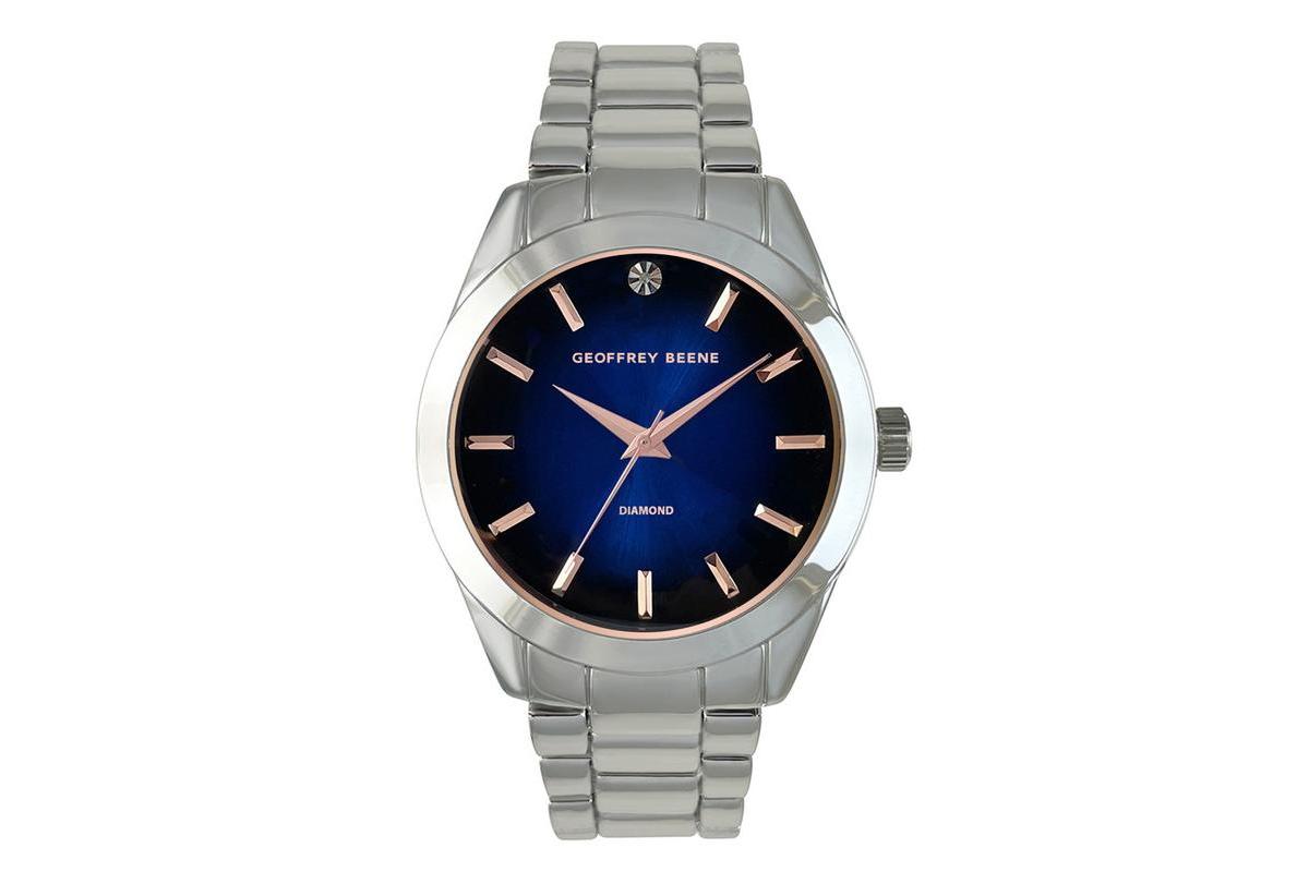 Geoffrey Beene Genuine Diamond Tone Blue Fum e Dial Bracelet Watch in Black for Men Lyst