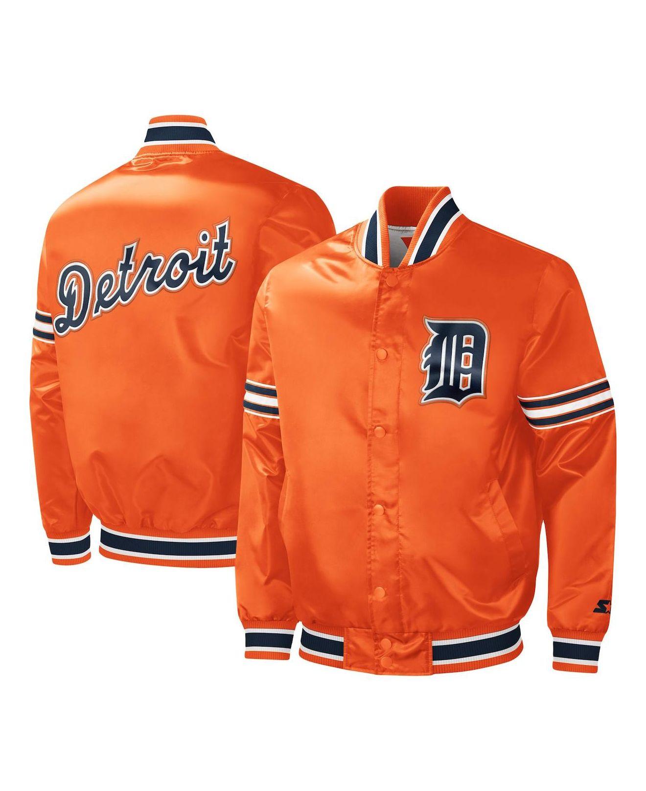 Starter Orange Detroit Tigers Slider Satin Full-snap Varsity Jacket for ...