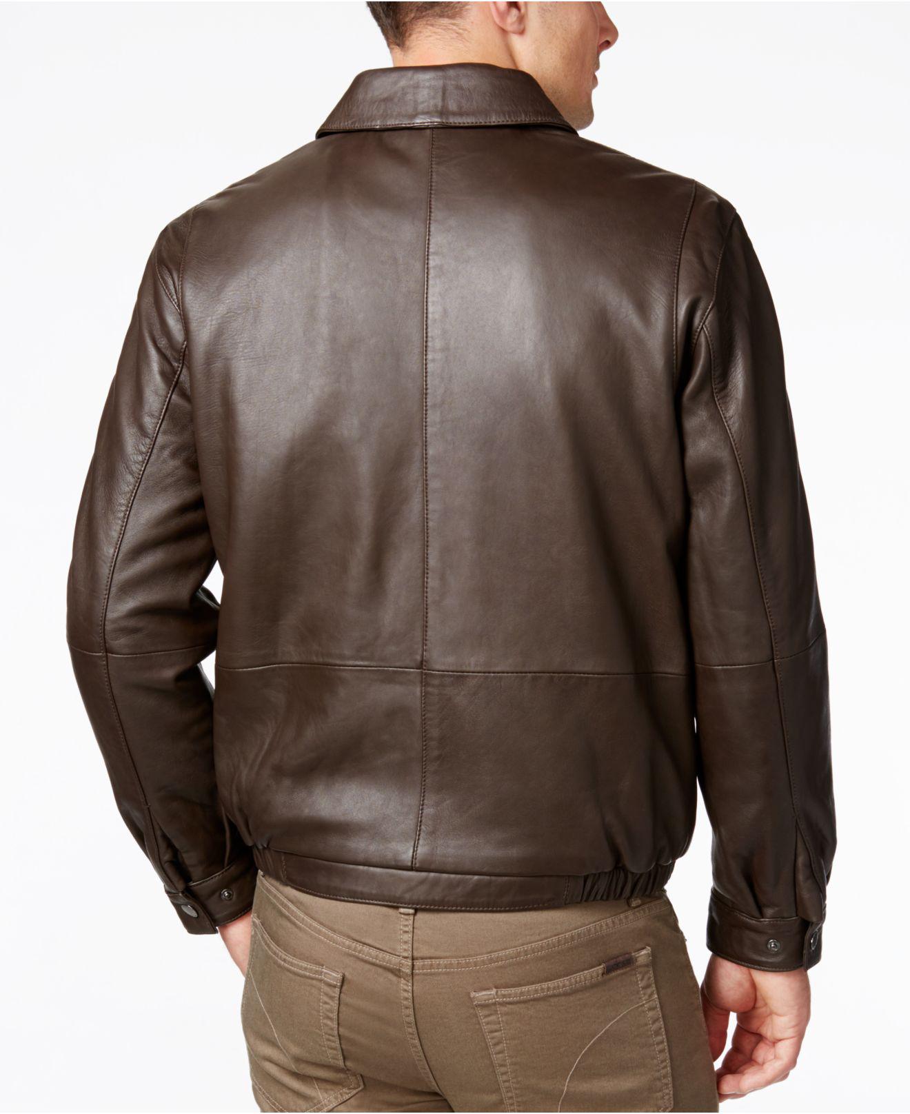 Nautica Big & Tall Point Collar Leather Jacket in Brown for Men Lyst