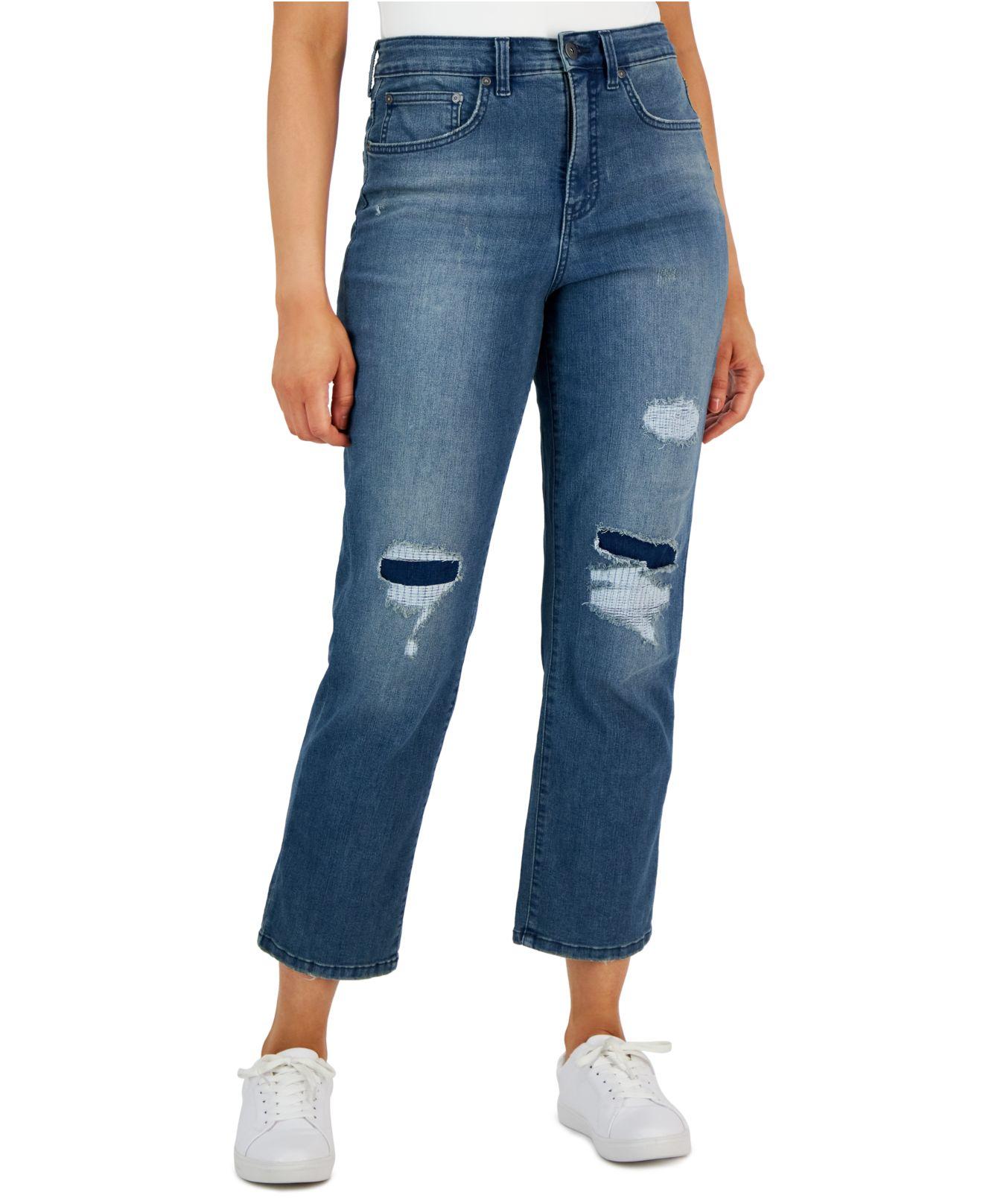 Style & Co. High-rise Cropped Mom Jeans, Created For Macy's in Blue | Lyst