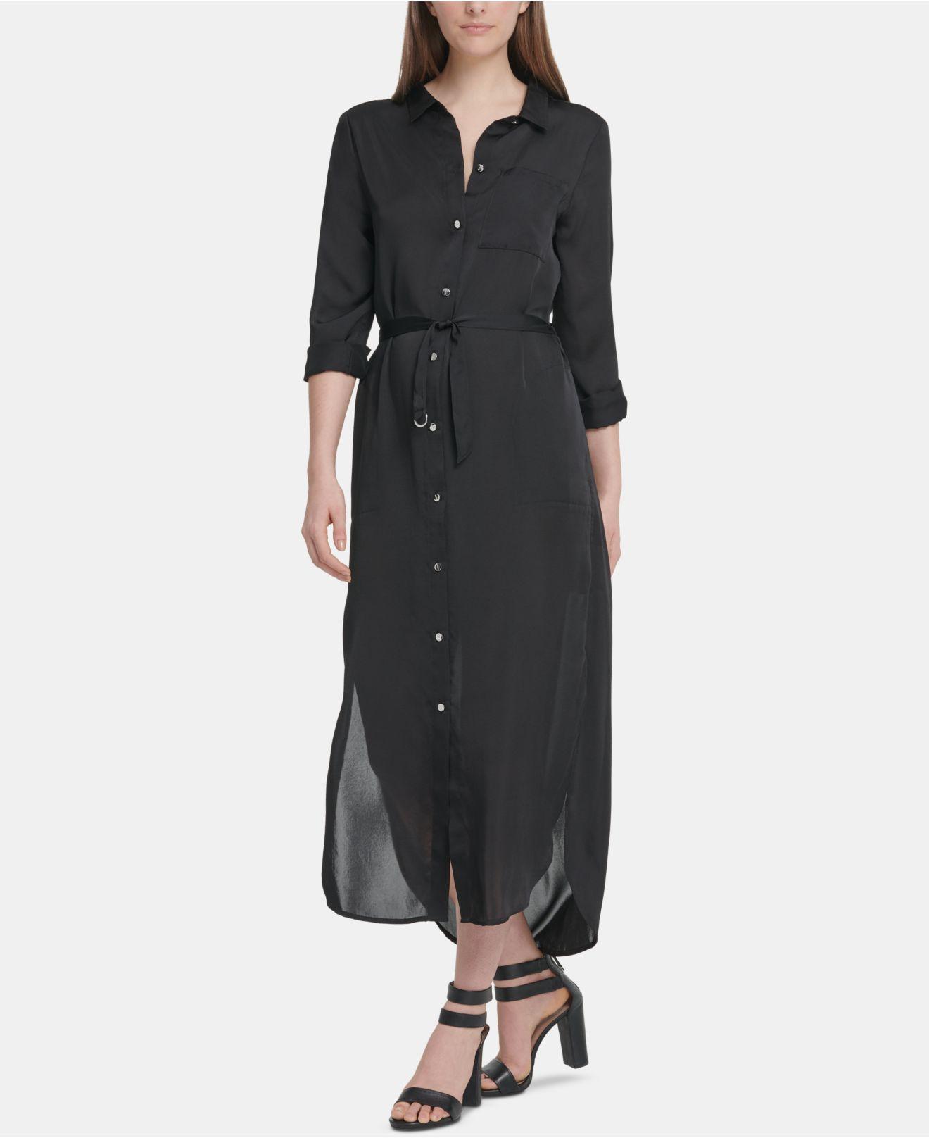belted maxi shirt dress