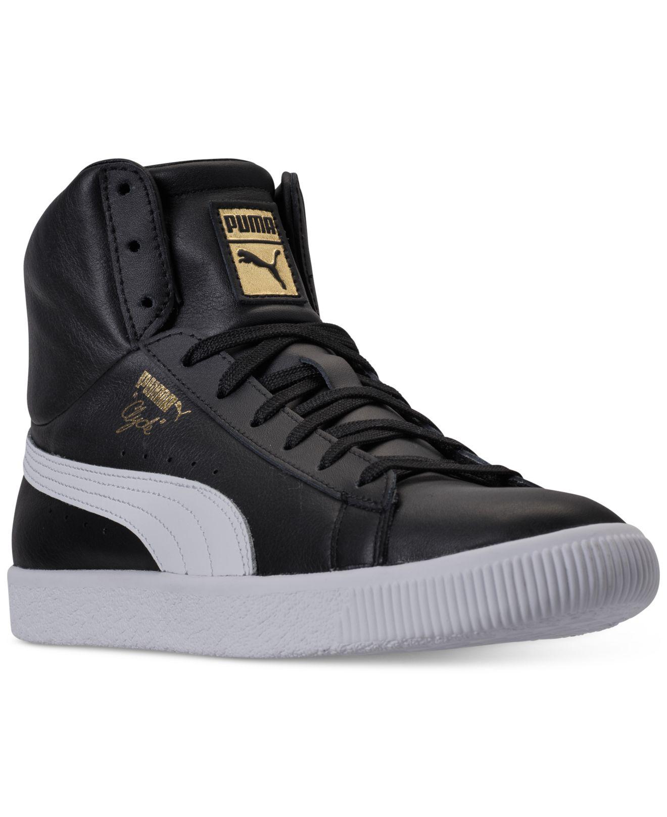 PUMA Leather Men's Clyde Core Mid Core Foil Casual Sneakers From Finish ...
