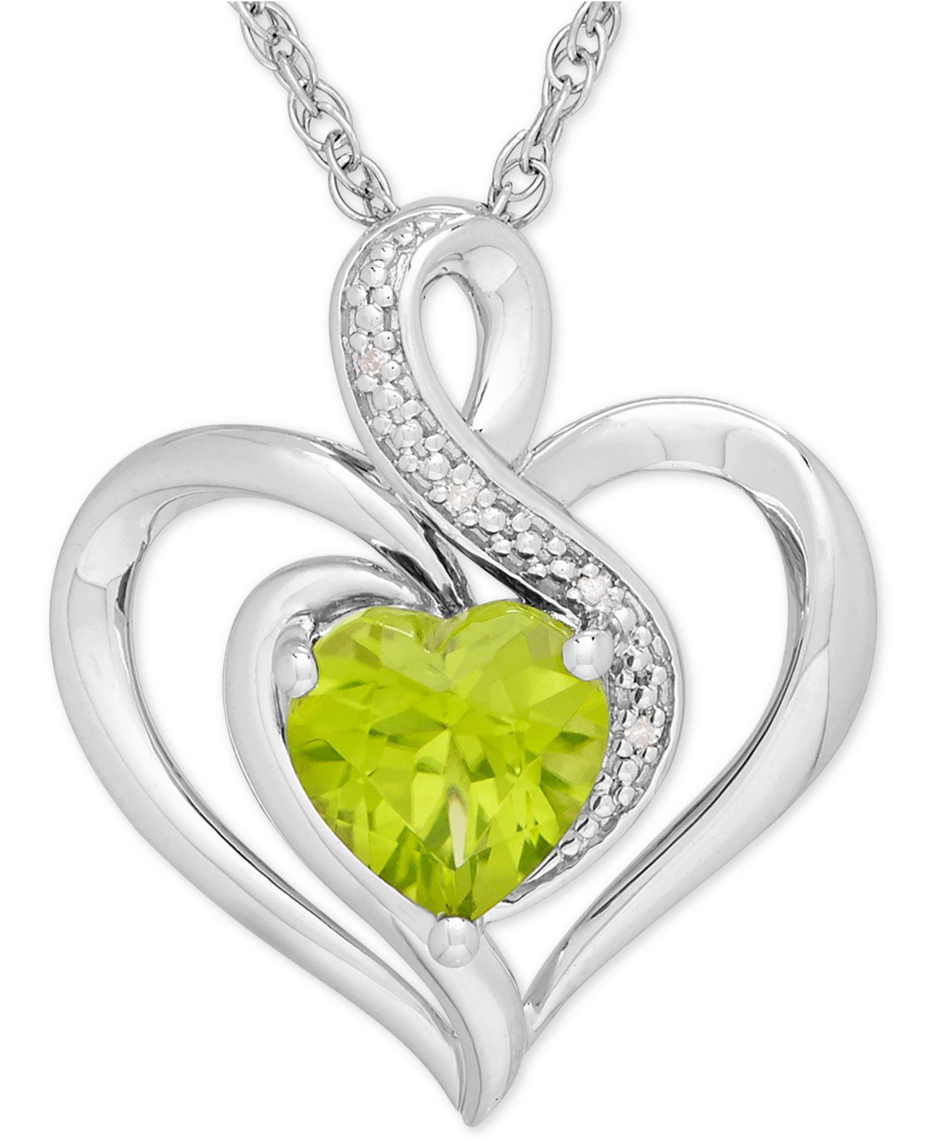 Macy's Peridot (11/3 Ct. T.w.) And Diamond Accent Heart Pendant
