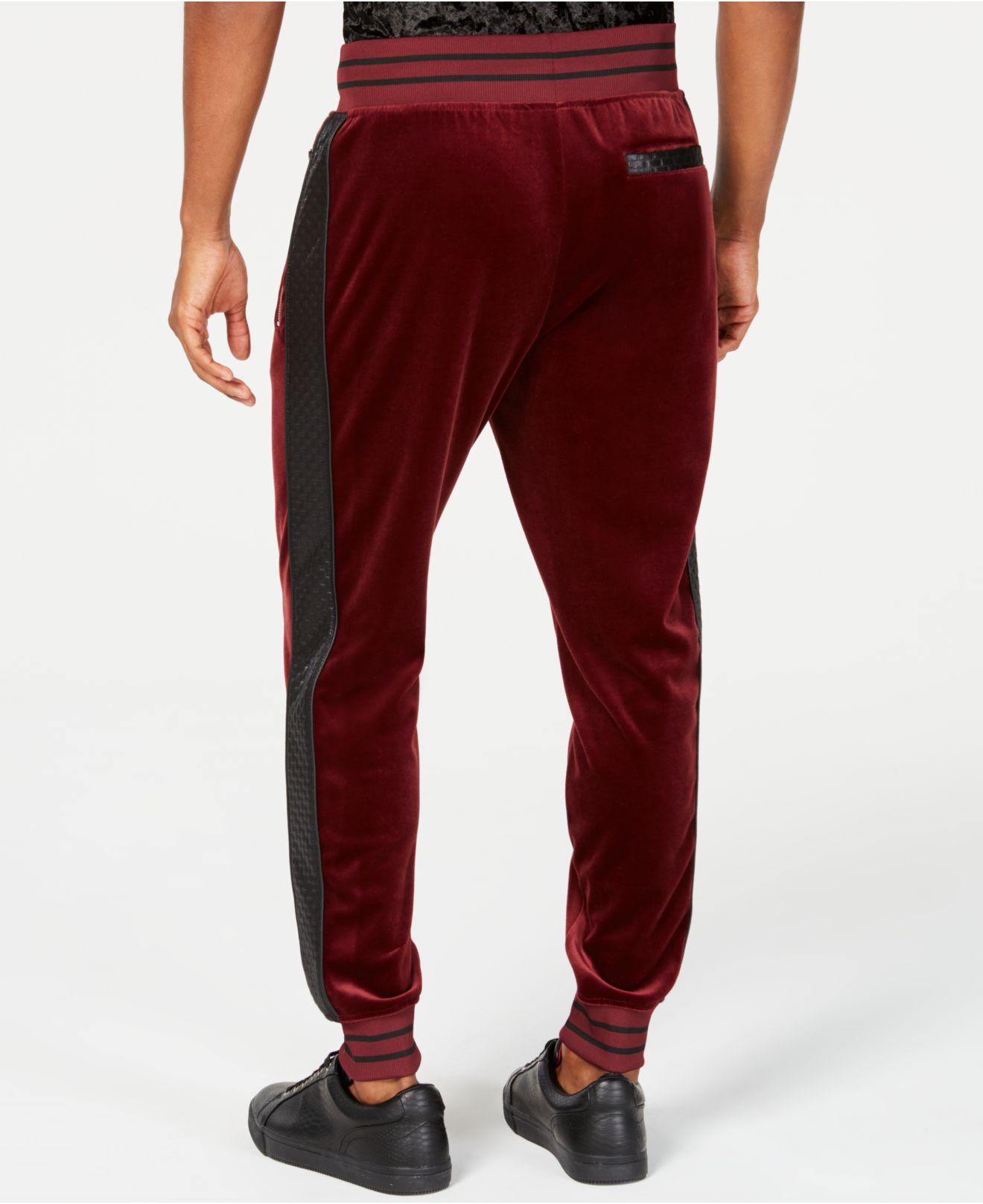 INC International Concepts Synthetic Velour Side Stripe Jogger Pants
