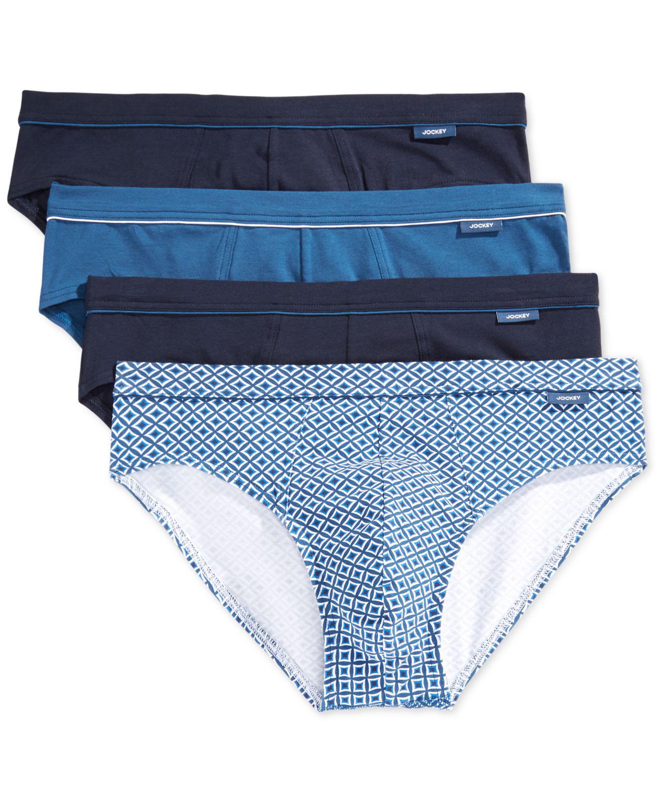 Jockey Cotton Stretch Tagless Bikini Briefs, 4 Pack in Blue for Men - Lyst