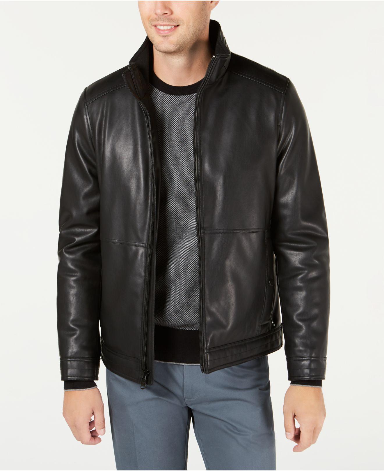 calvin klein leather jacket mens