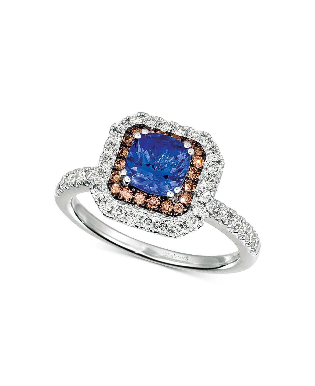 Le Vian ® Blueberry Tanzanite (9/10 Ct. T.w.) & Diamond (5/8 Ct. T.w.) Halo Ring In 14k White