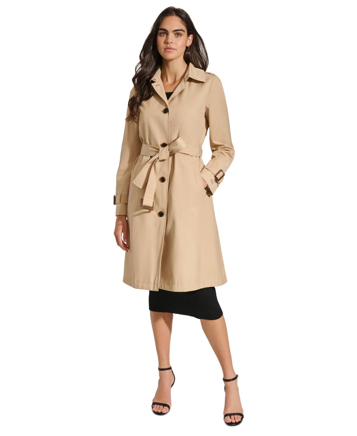 DKNY Single breasted Pleated Trench Coat in Natural Lyst