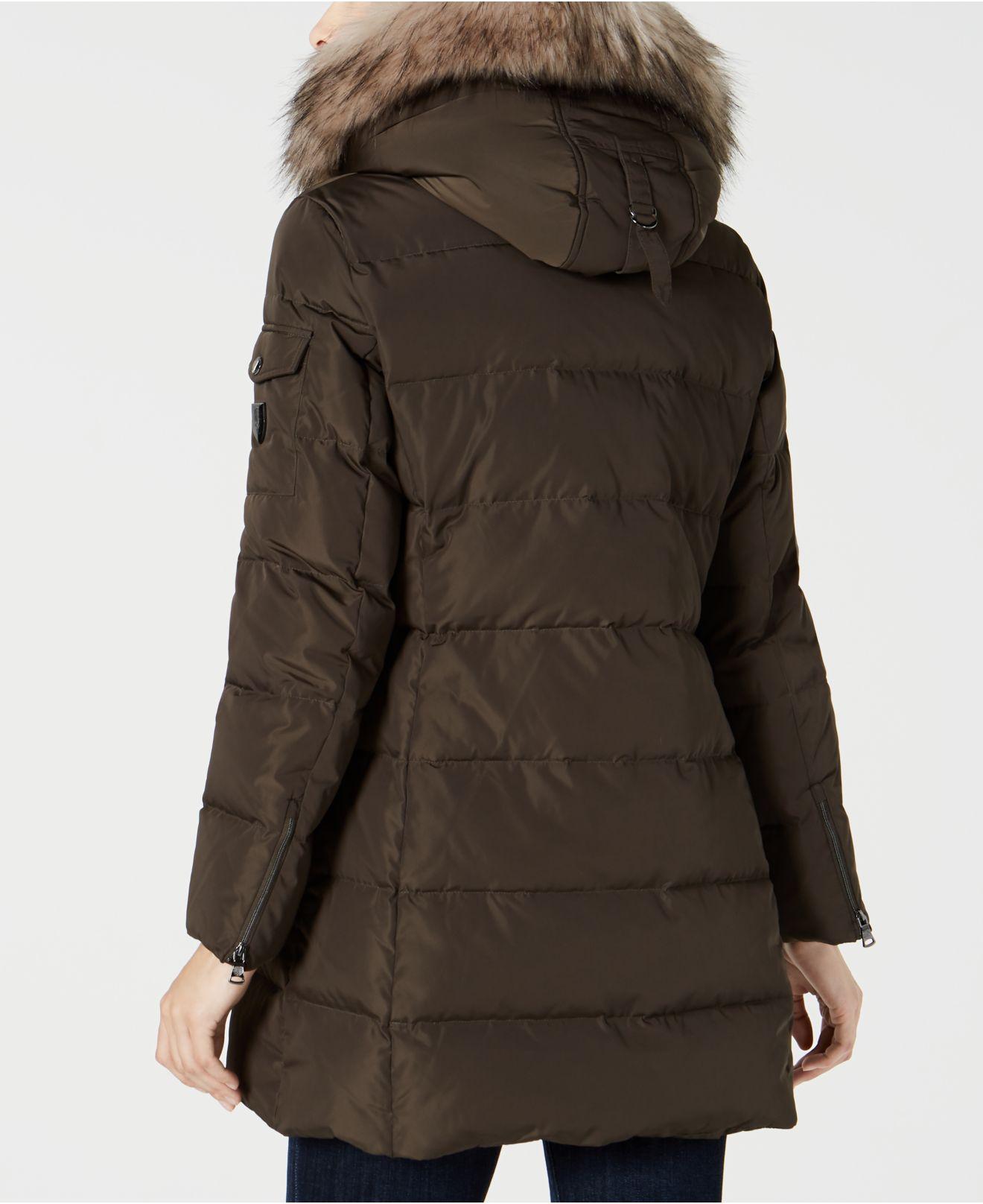 vince camuto faux fur trim hooded down jacket