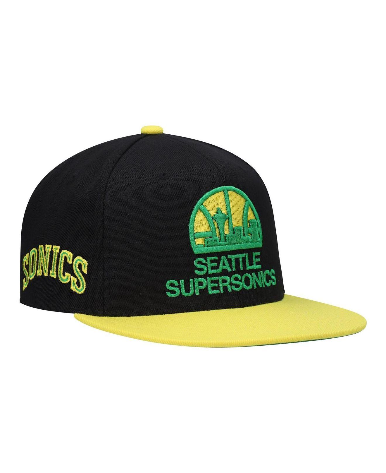 Mitchell & Ness Hardwood Classics Seattle Supersonics Green Yellow Snap  Back Hat