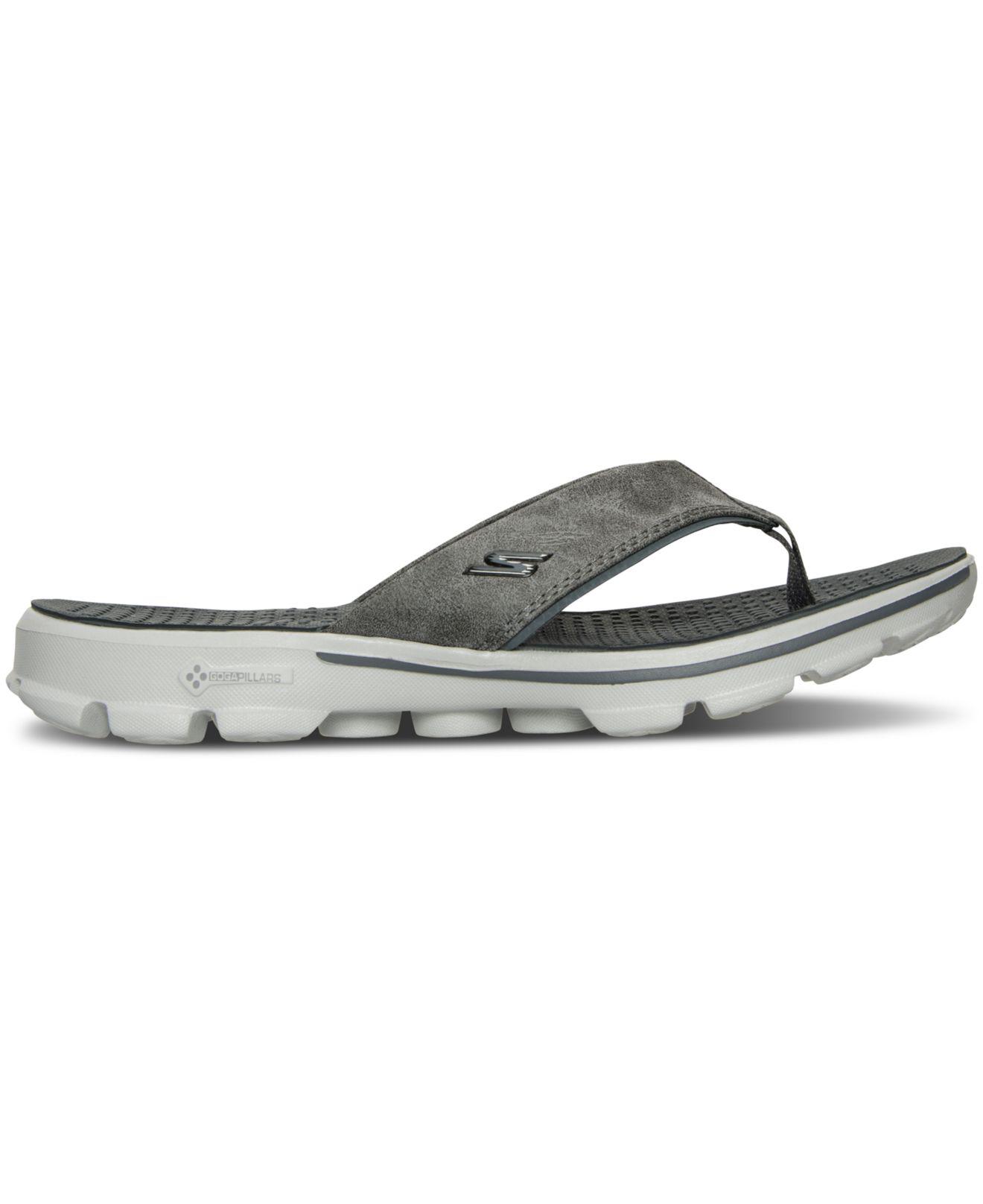 Skechers Leather Men's Gowalk 3 - Stag Thong Athletic Sandals From Finish Line in Charcoal (Gray 