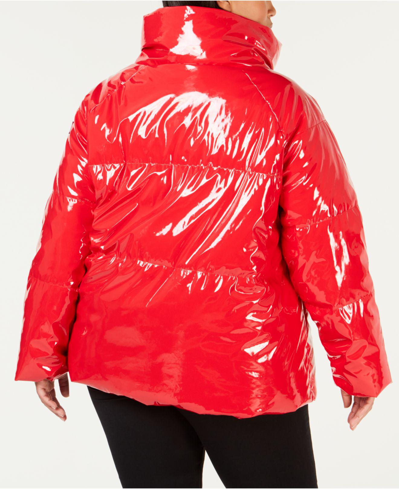 Calvin Klein Synthetic Performance Plus Size Shiny Puffer Jacket in Red ...