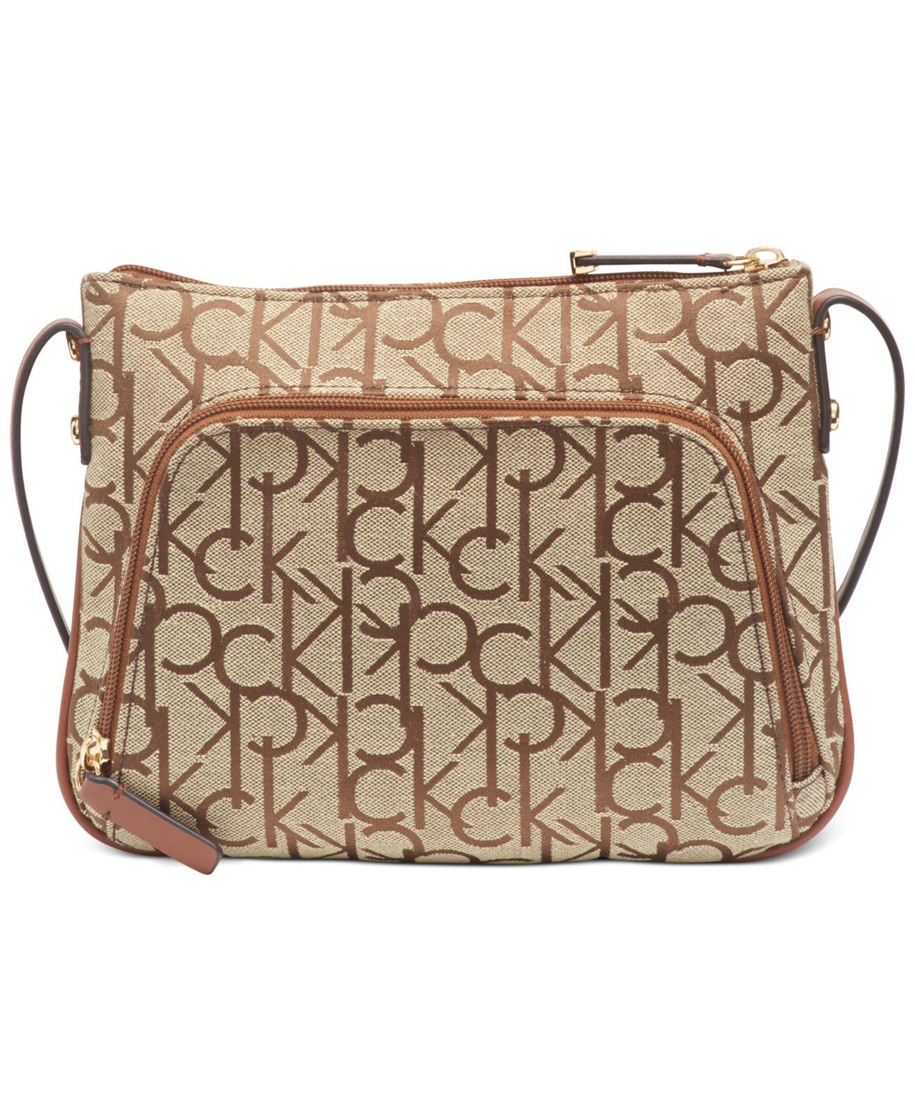 calvin klein round signature crossbody