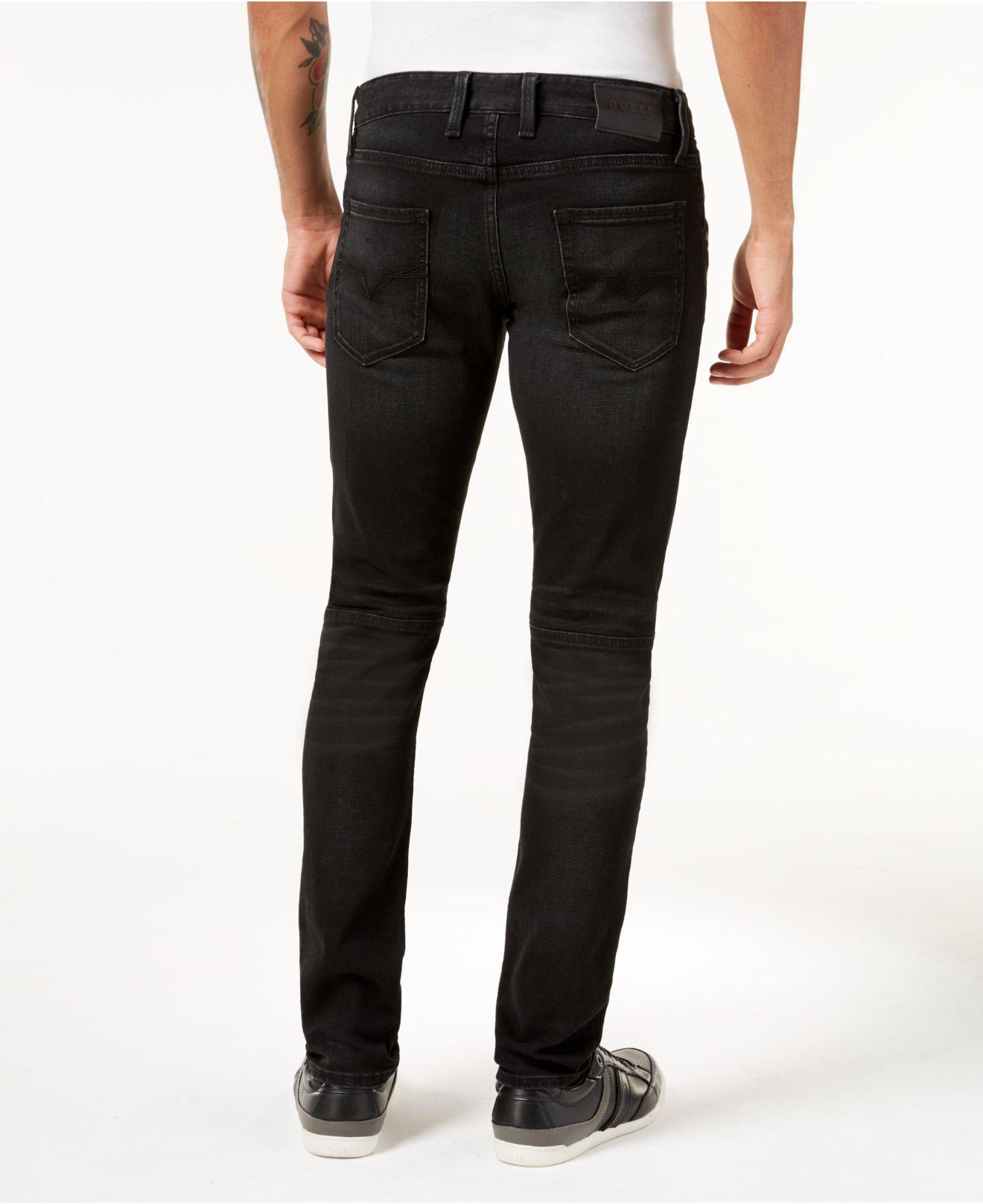 Guess Denim Men's Slim-fit Tapered Stretch Destroyed Moto Jeans in Dark ...