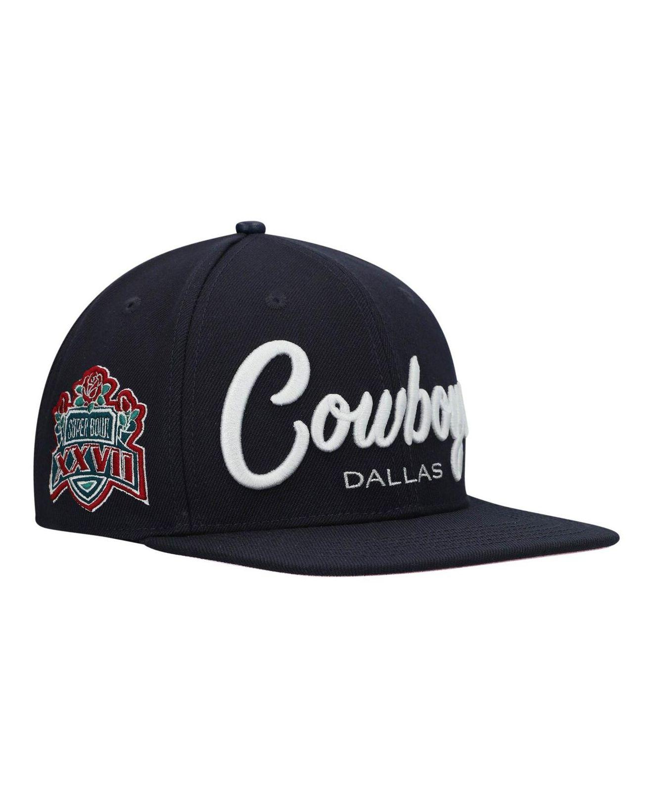 Pro Standard Dallas Cowboys Script Logo Snapback Hat (Navy/Pink