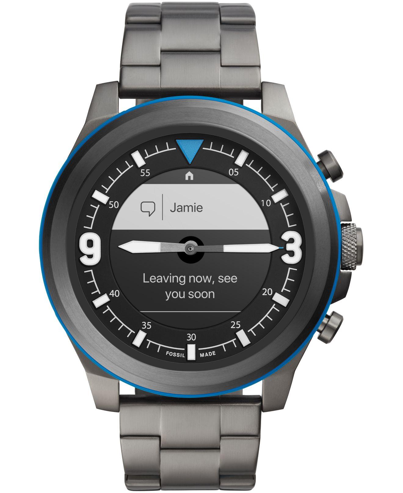 Fossil Tech Latitude Hr Smoke Stainless Steel Bracelet Hybrid Smart Watch 48mm for Men - Lyst