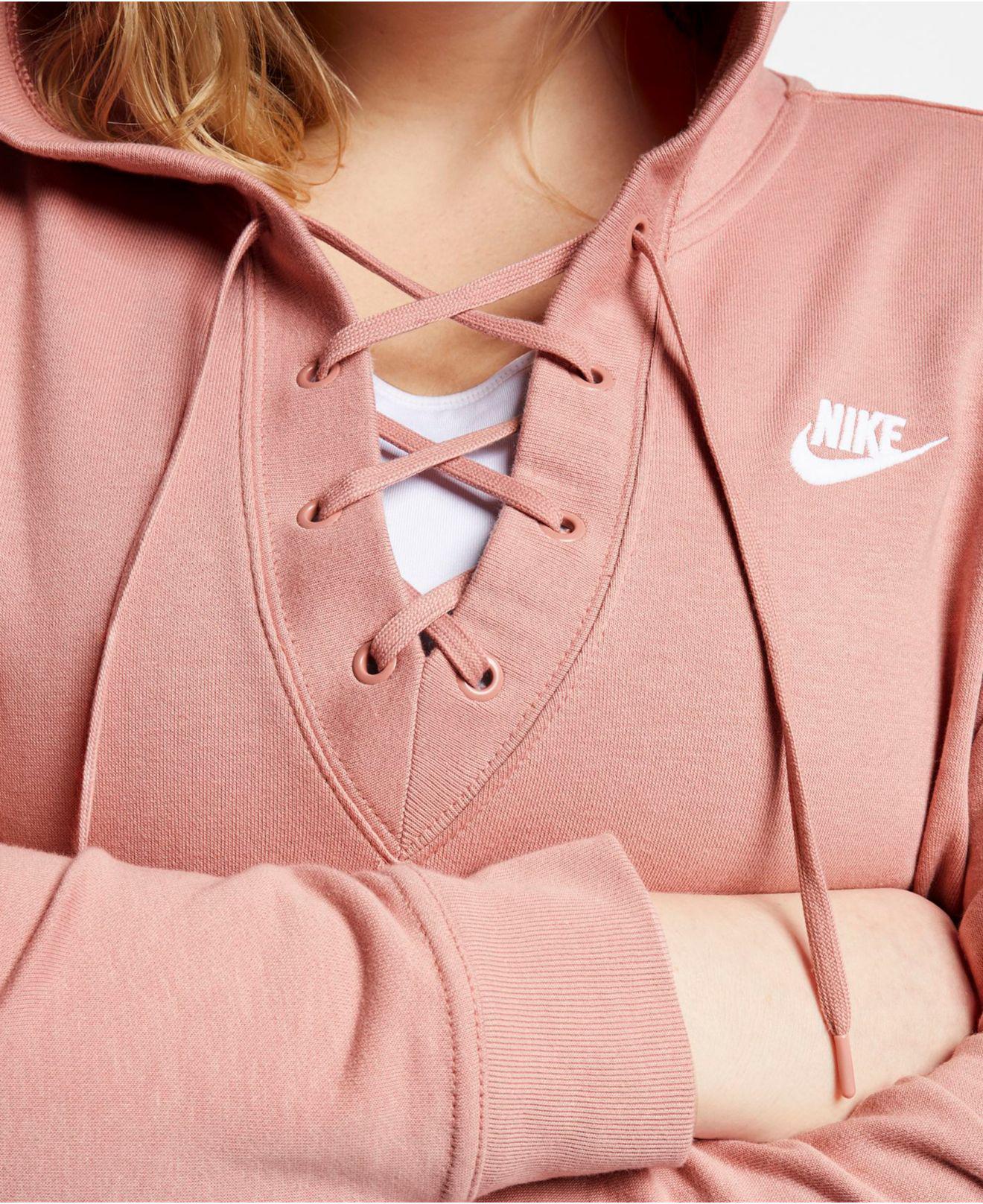nike lace up hoodie plus size