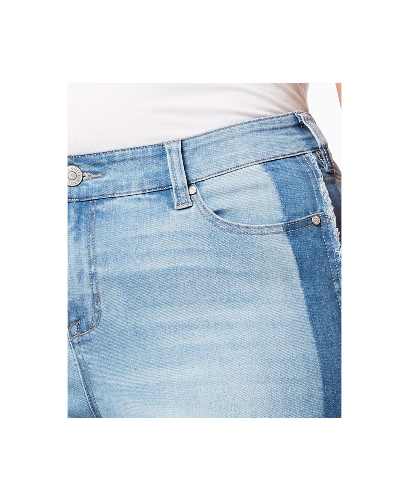 Celebrity Pink Plus Size Ripped Two-Tone Skinny Jeans
