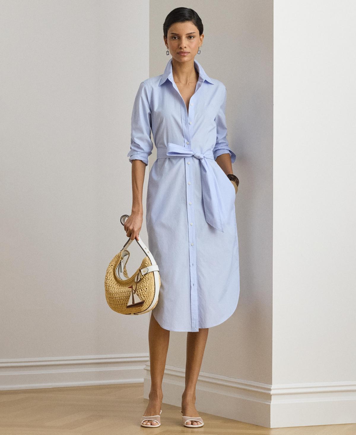 ralph lauren blue dress macys Women's Belted Georgette Dress