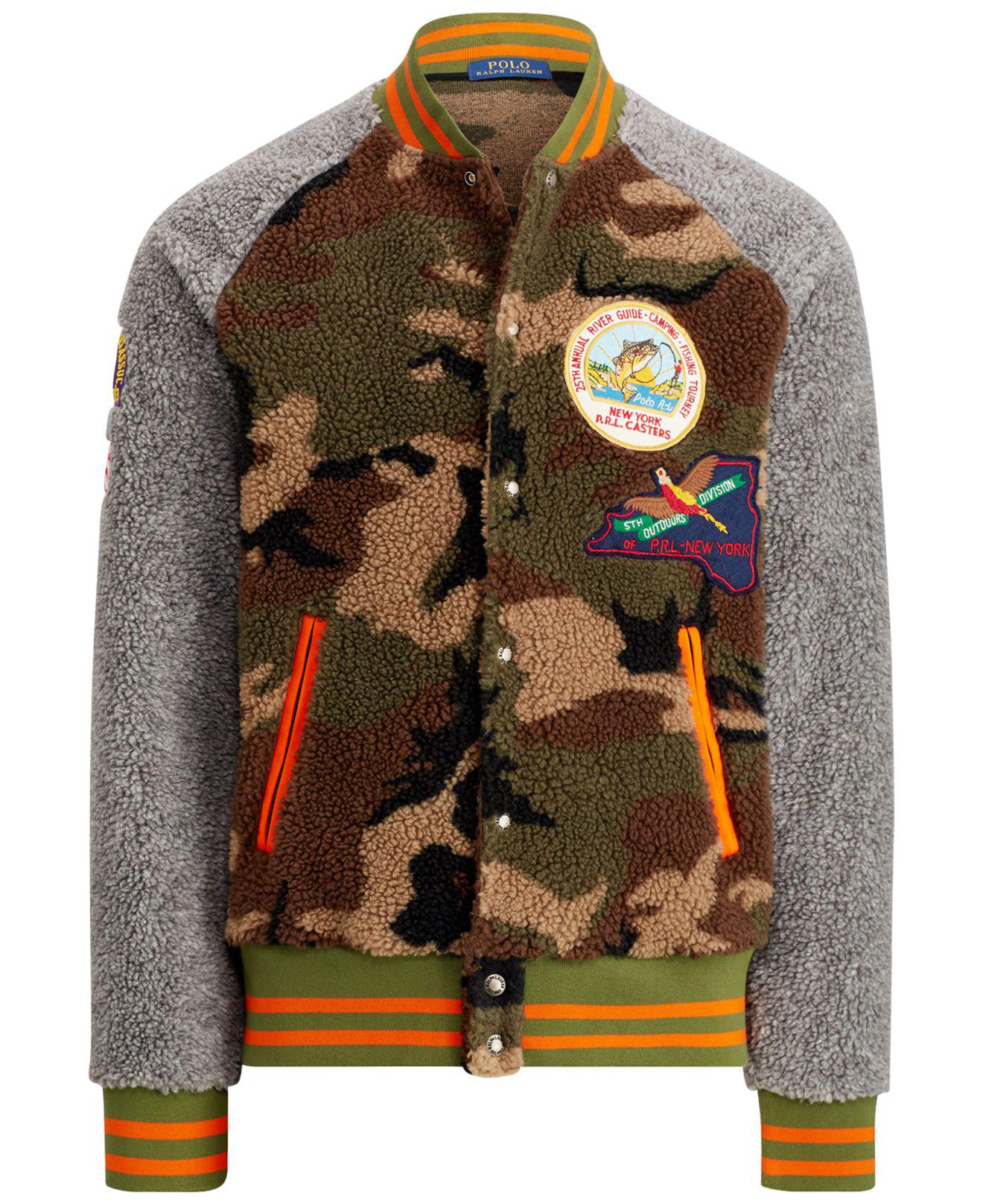 Polo Ralph Lauren Camo Fleece Baseball Jacket for Men - Lyst