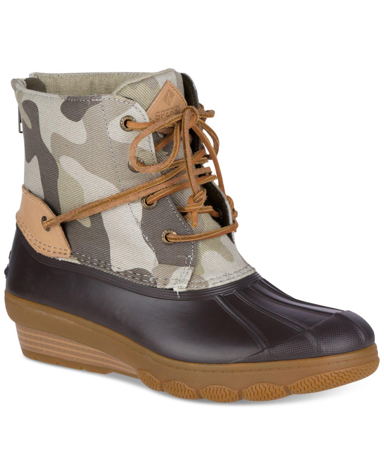 Sperry Top-Sider Fleece Women's Saltwater Wedge Lace-up Duck Booties - Lyst