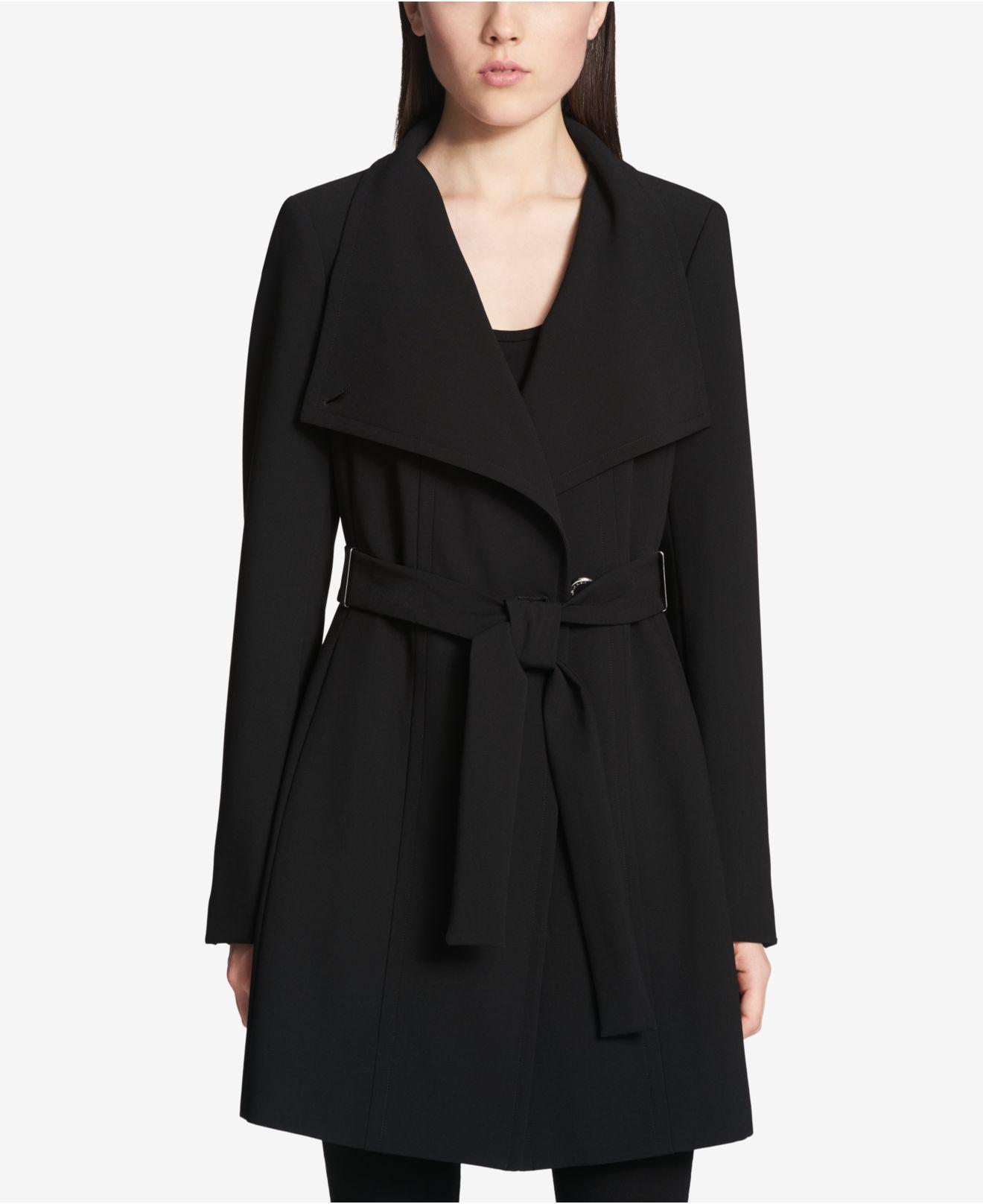 Calvin Klein Synthetic Asymmetrical Trench Coat in Black ...