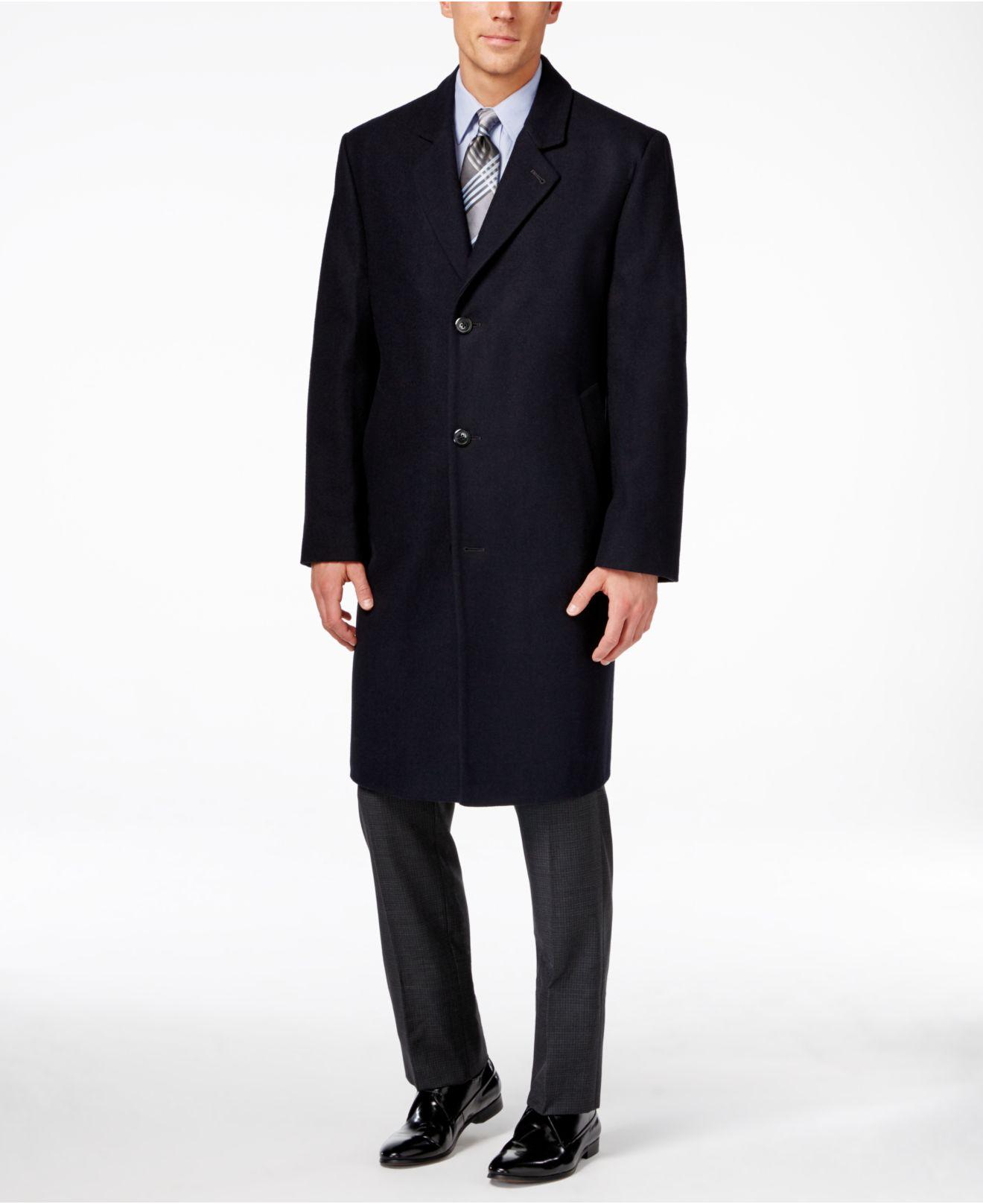 London Fog Big And Tall Signature Wool-blend Overcoat in Navy (Blue ...