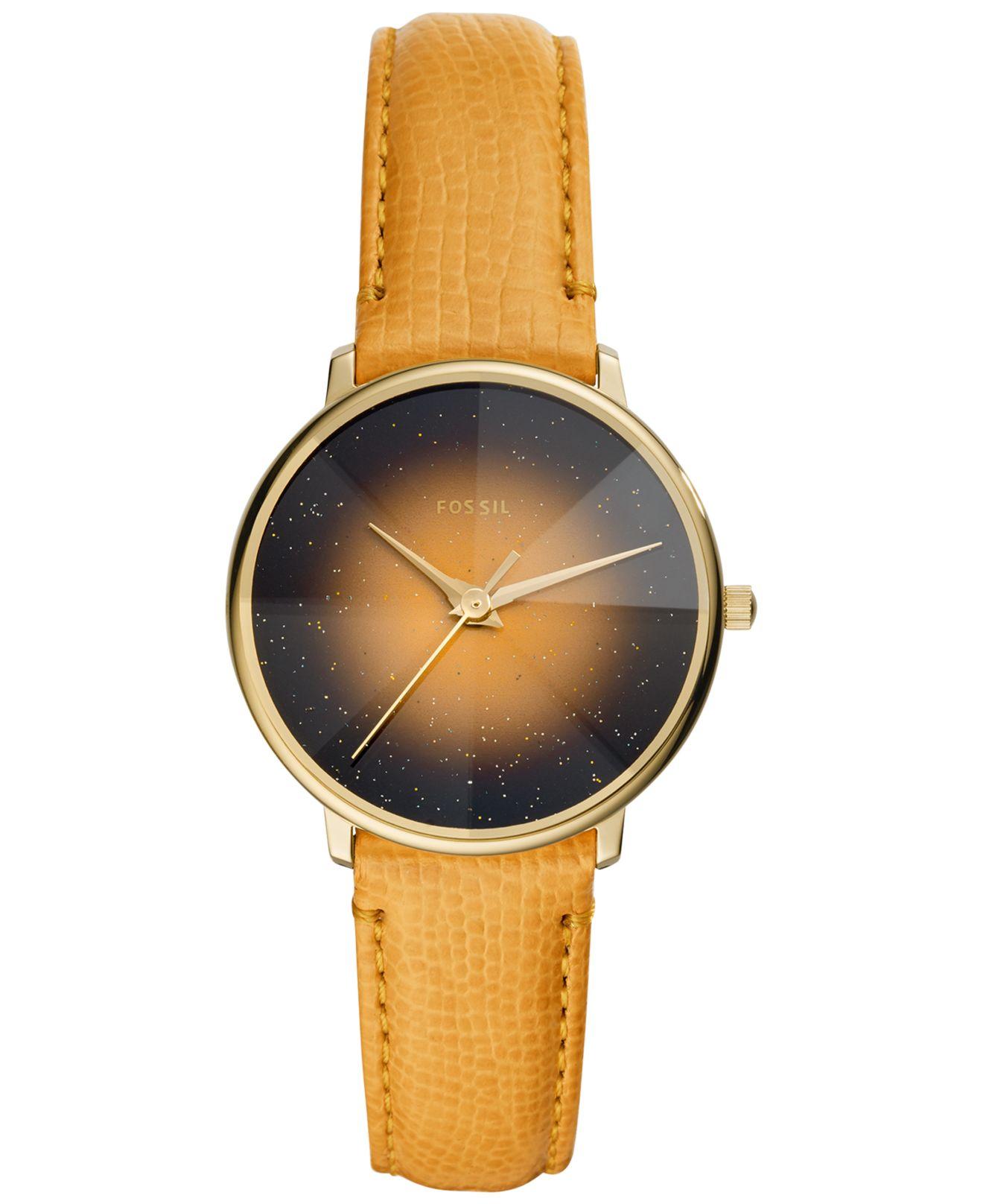 Fossil Prismatic Galaxy Threehand Yellow Leather Watch Lyst