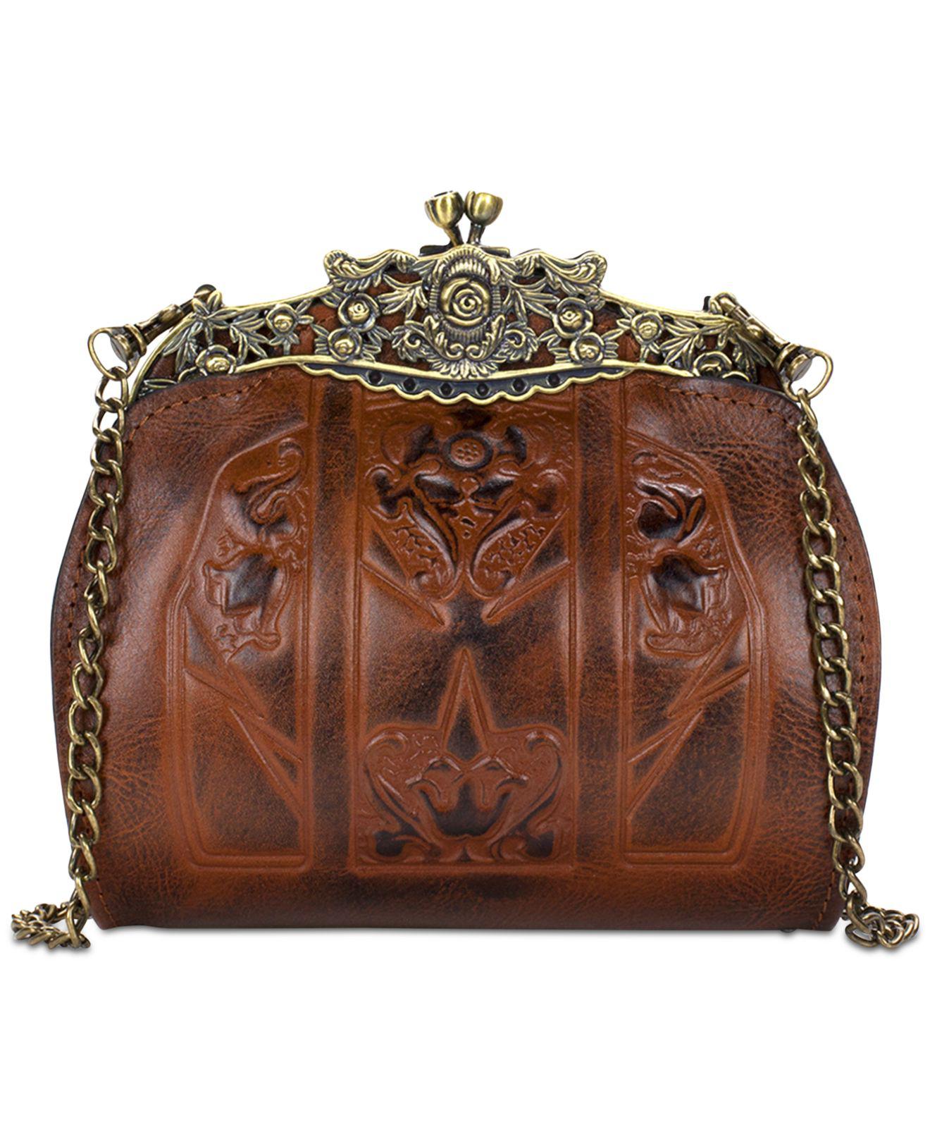 Patricia Nash Leather Burnished Tooled Carmonita Small Frame Satchel in