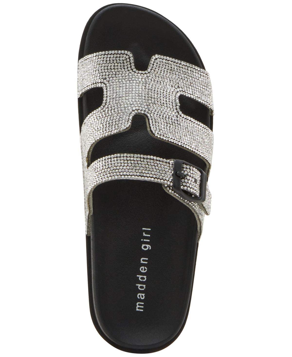Madden Girl Darling Rhinestone Embellished Footbed Slide Sandals