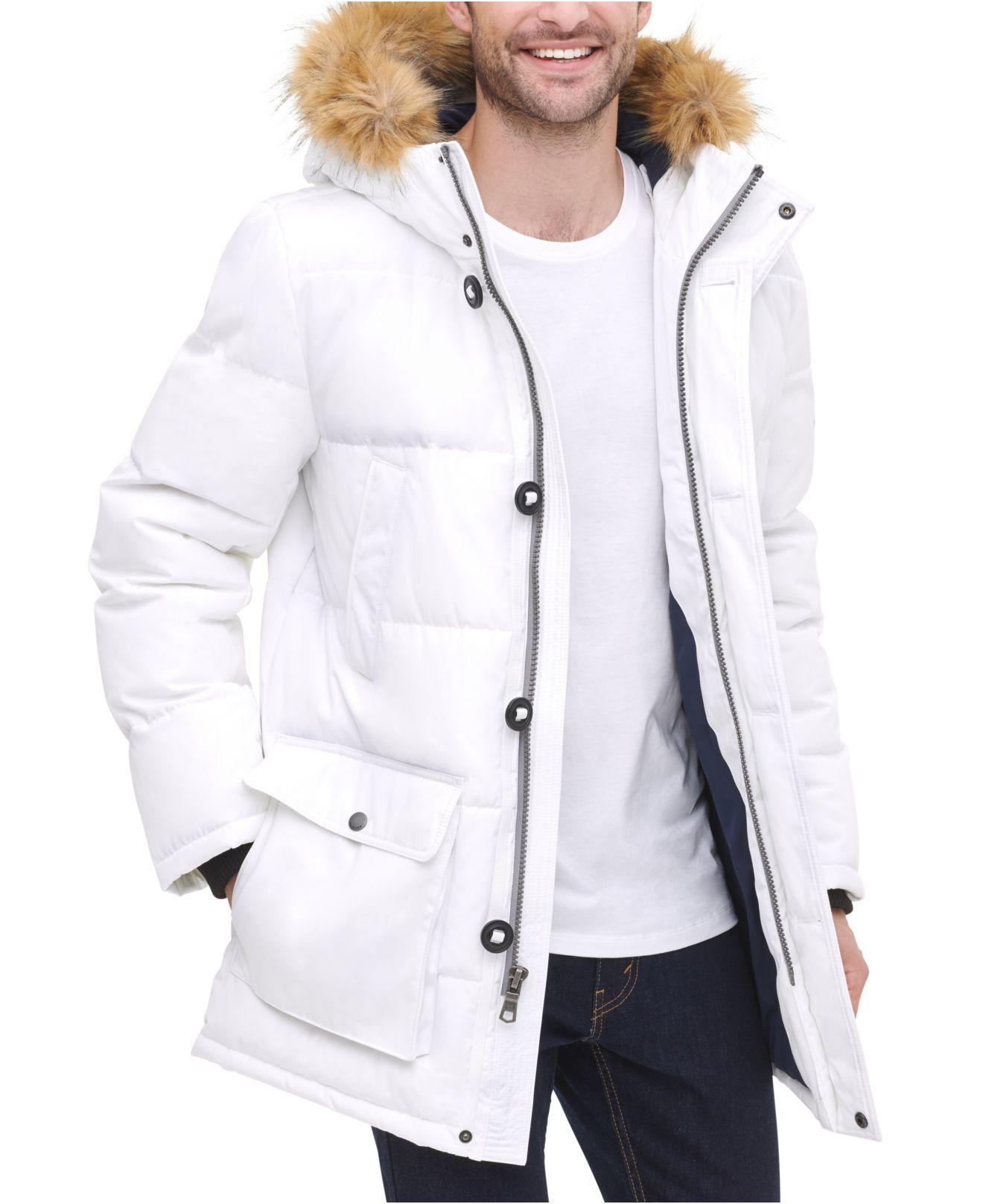 Tommy Hilfiger Heavyweight Long Snorkel Coat in White for Men | Lyst