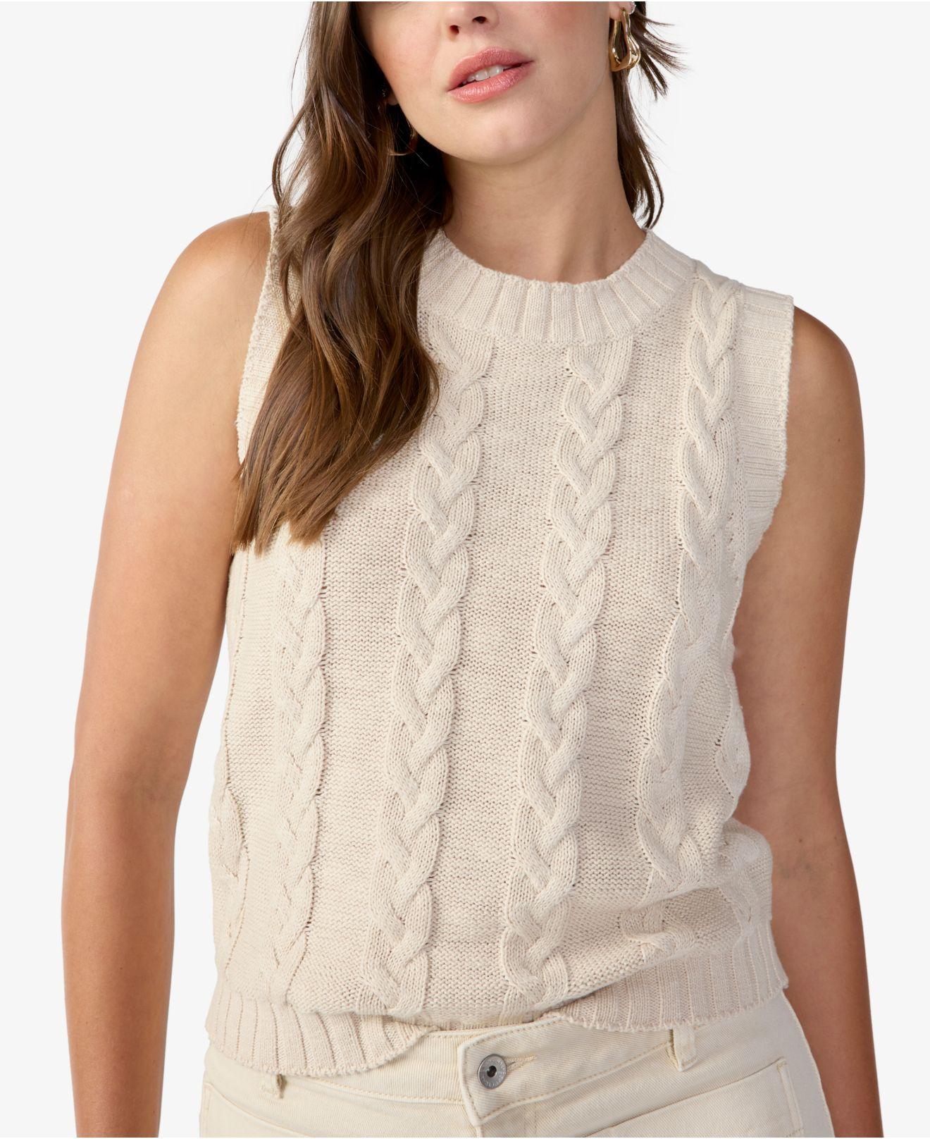 Sanctuary Cotton Cable-knit Sweater Vest in White | Lyst