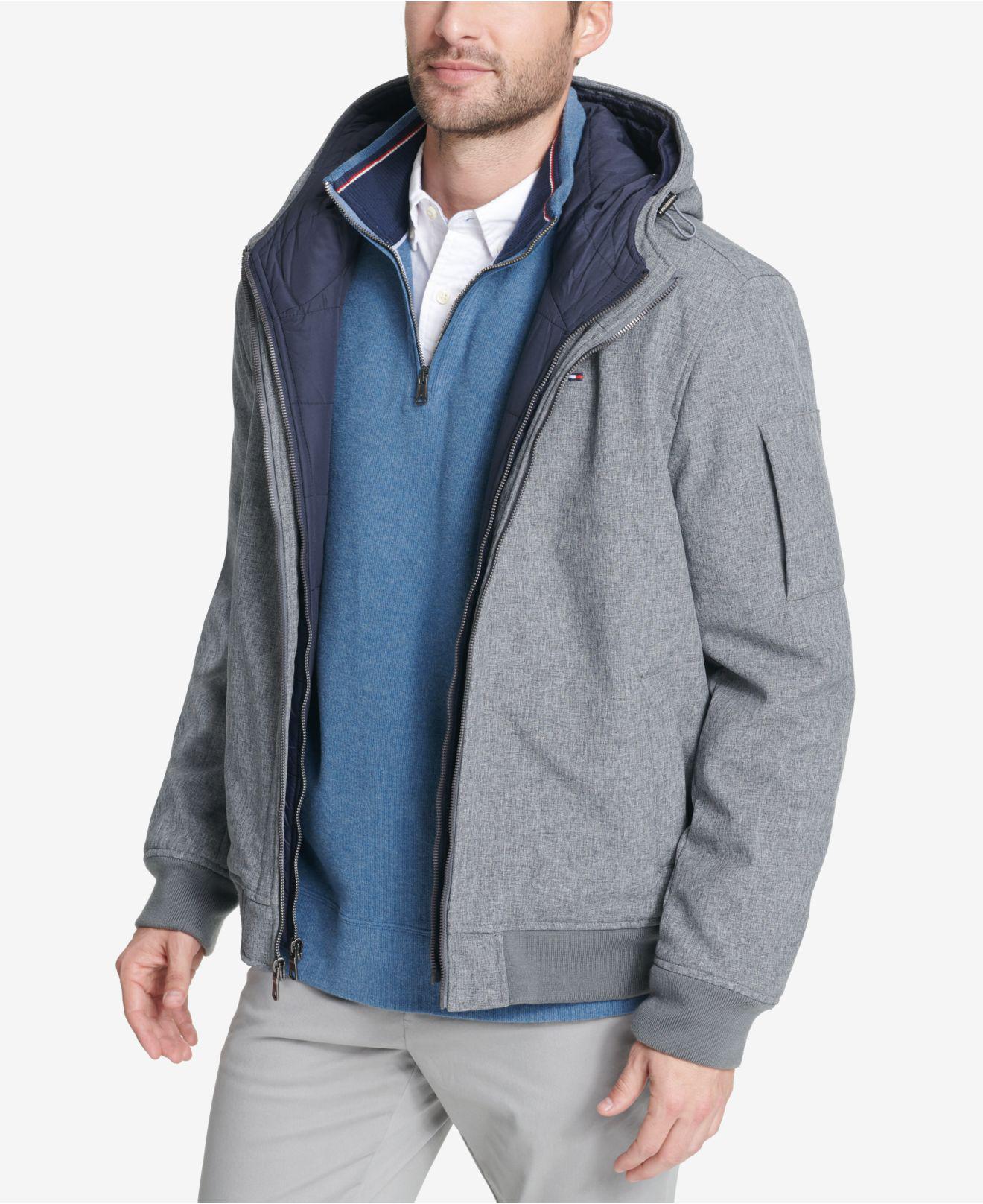 Tommy Hilfiger Synthetic Softshell Hooded Bomber Jacket With Bib in