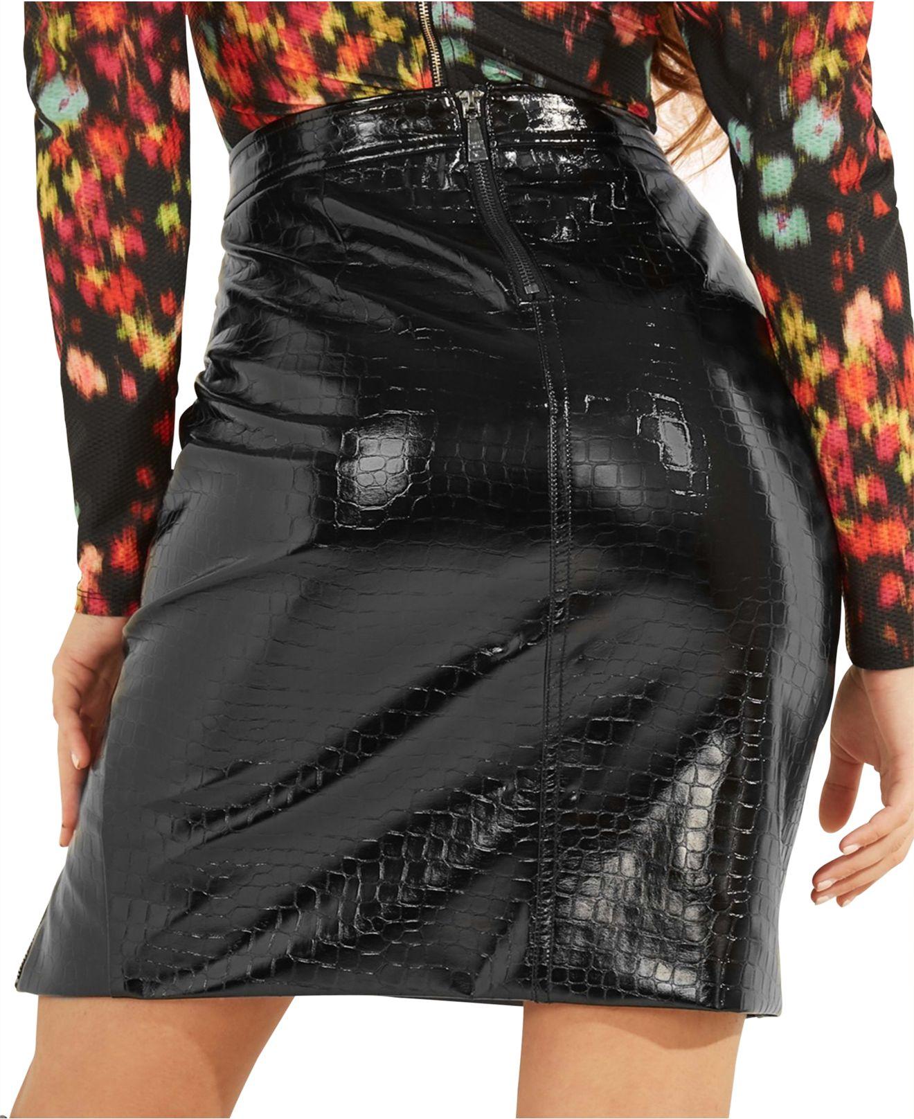faux leather skirt guess
