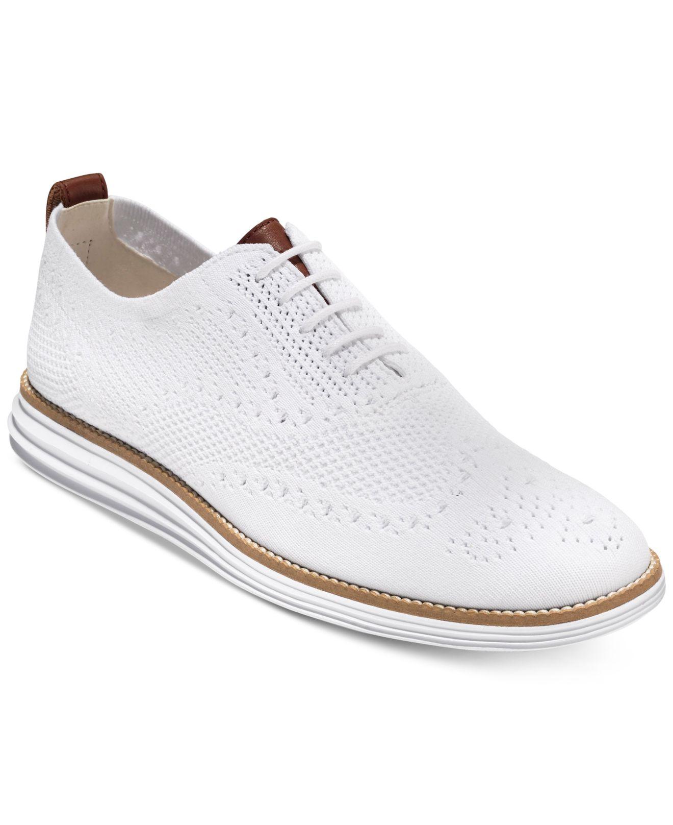 Cole Haan Original Grand Stitchlite Wingtip Oxford in White for