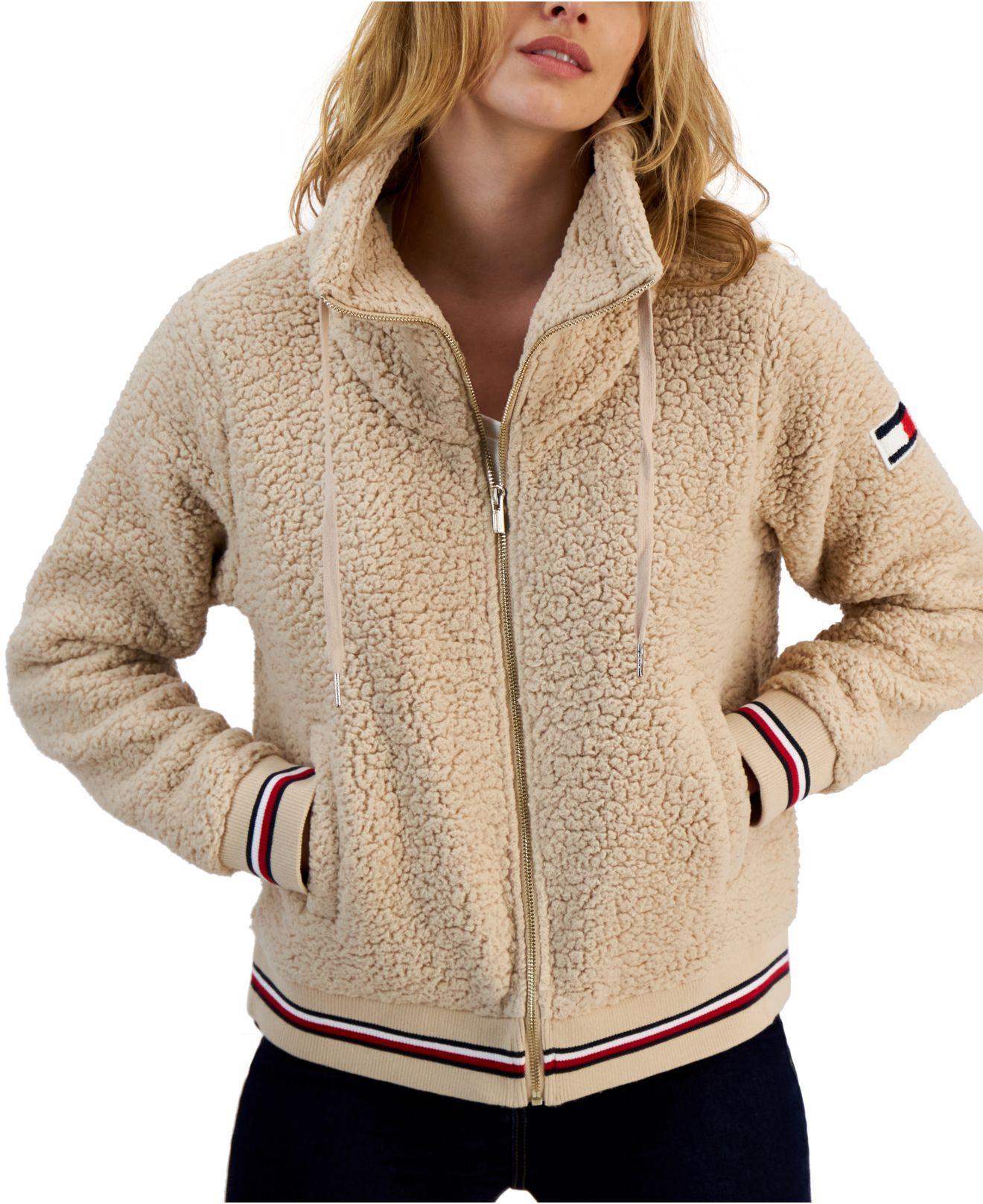 Tommy Hilfiger Sherpa Bomber in Natural | Lyst