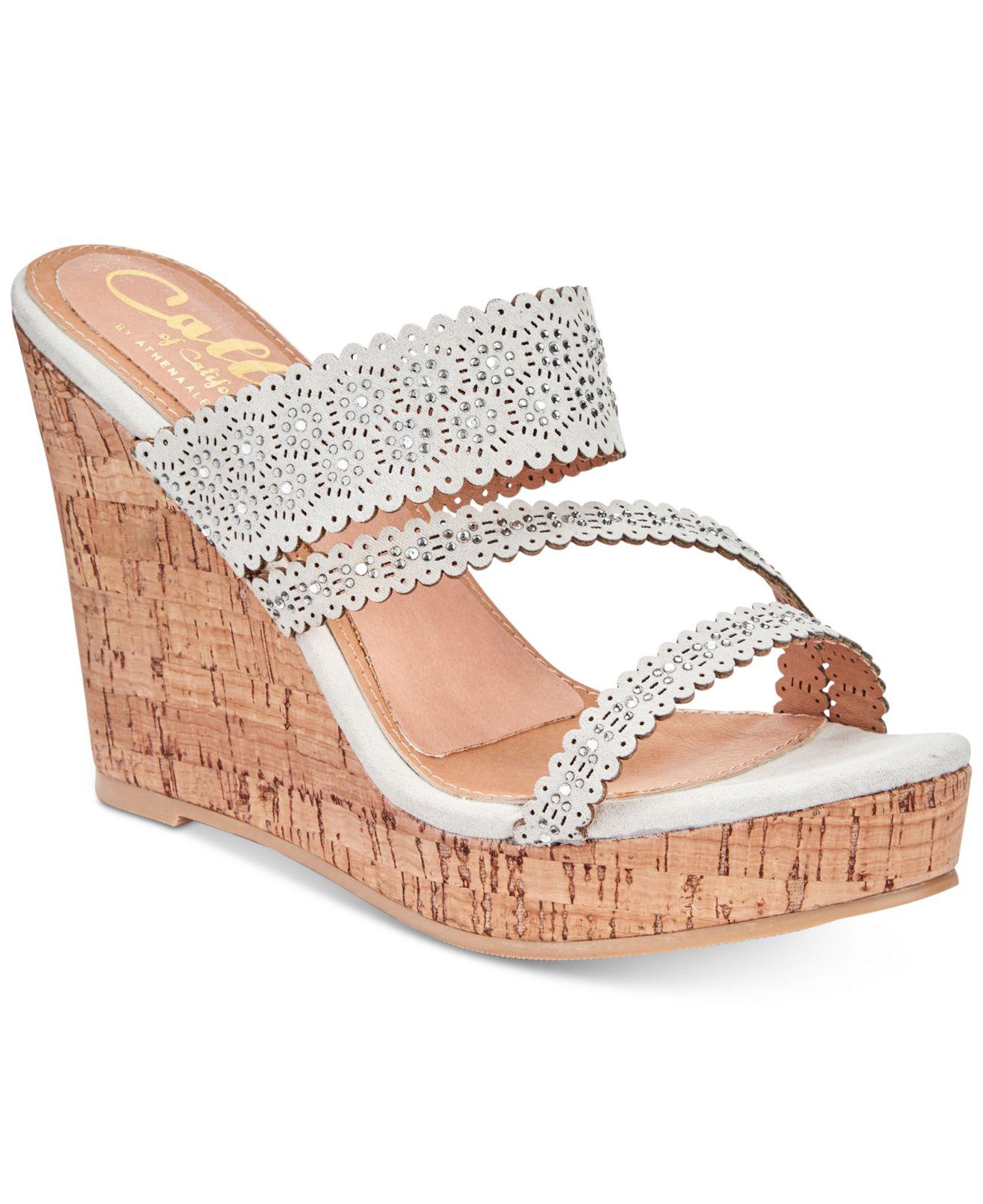 Callisto Sofiya  Platform Wedge Sandals  in Grey Gray Lyst