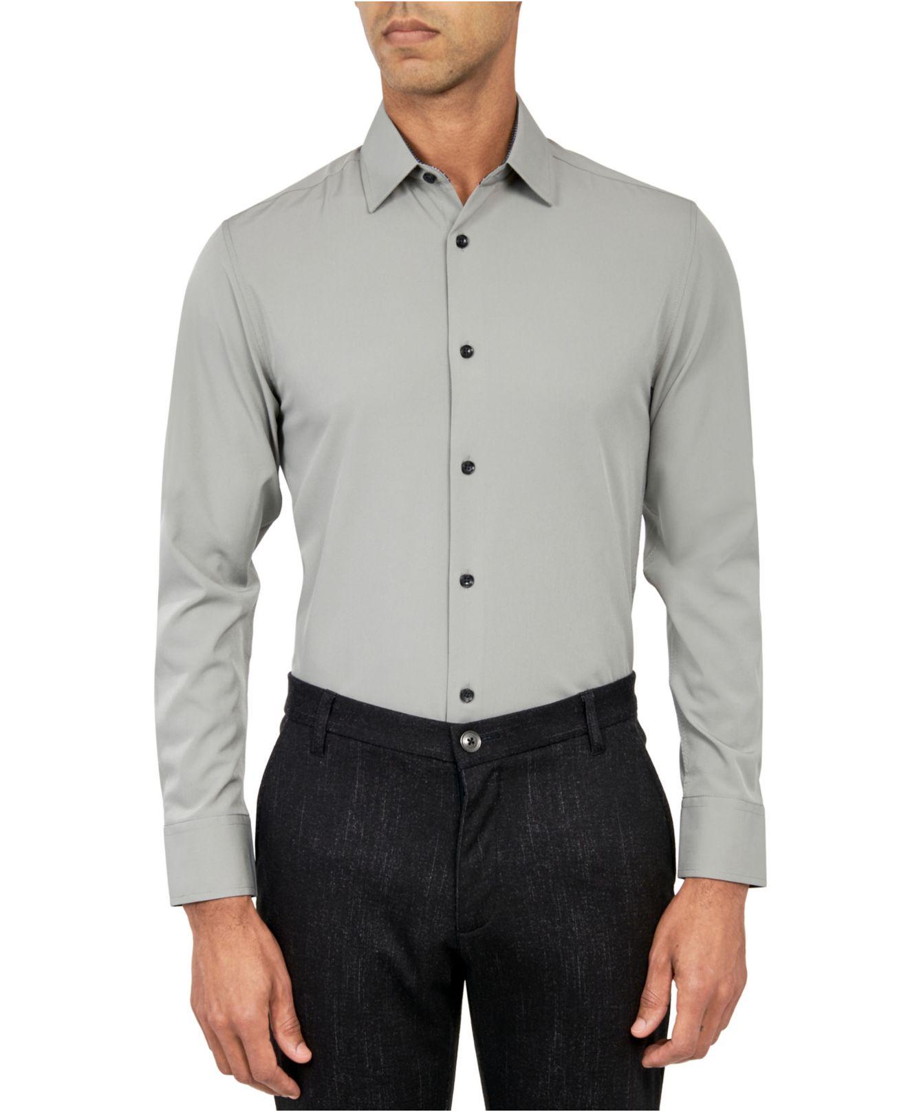 Con.struct Slimfit Solid Performance Dress Shirt in Gray for Men Lyst