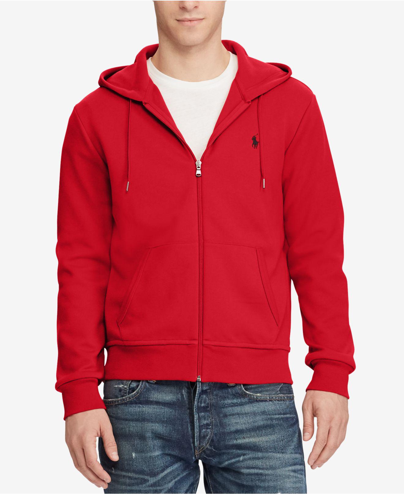 Polo Ralph Lauren Men's Double-knit Full-zip Hoodie in Red for Men | Lyst
