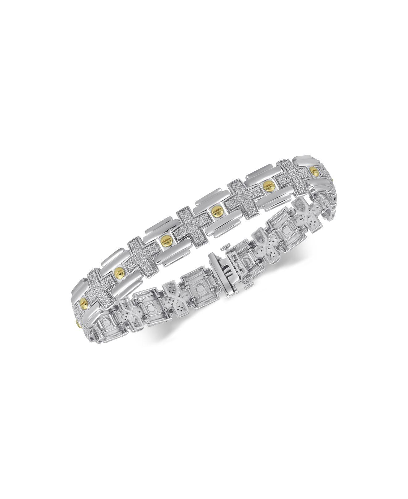 Macy's Diamond Twotone Link Bracelet (1/2 Ct. T.w.) In Sterling Silver
