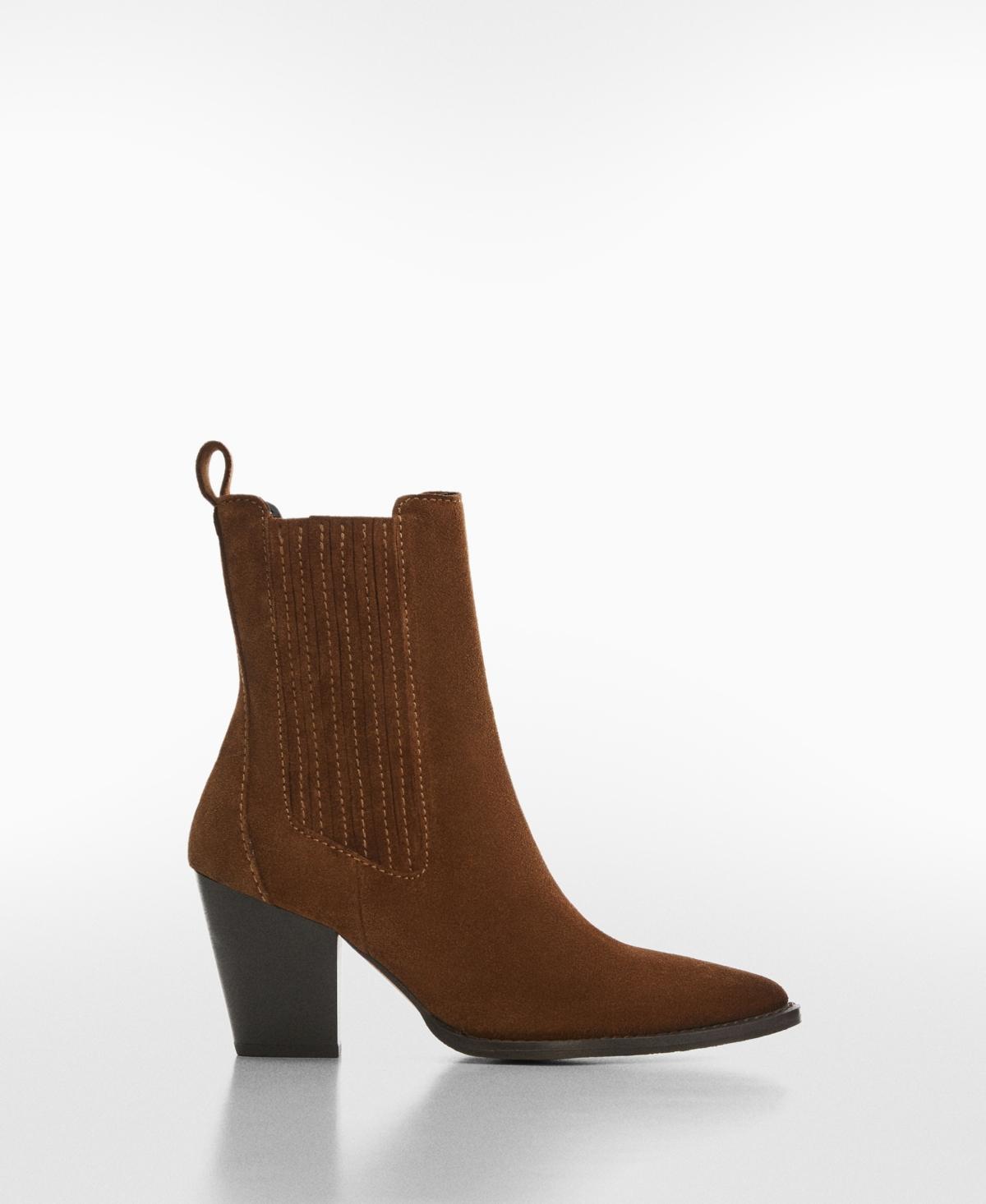 Mango Suede Leather Ankle Boots in Brown | Lyst