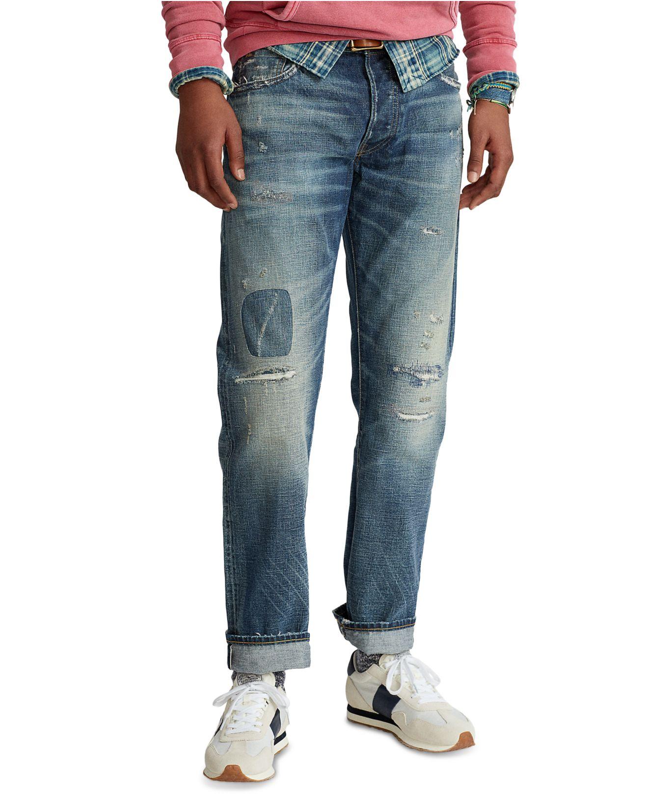 Polo Ralph Lauren Classic-fit Distressed Selvedge Jeans in Blue for Men ...